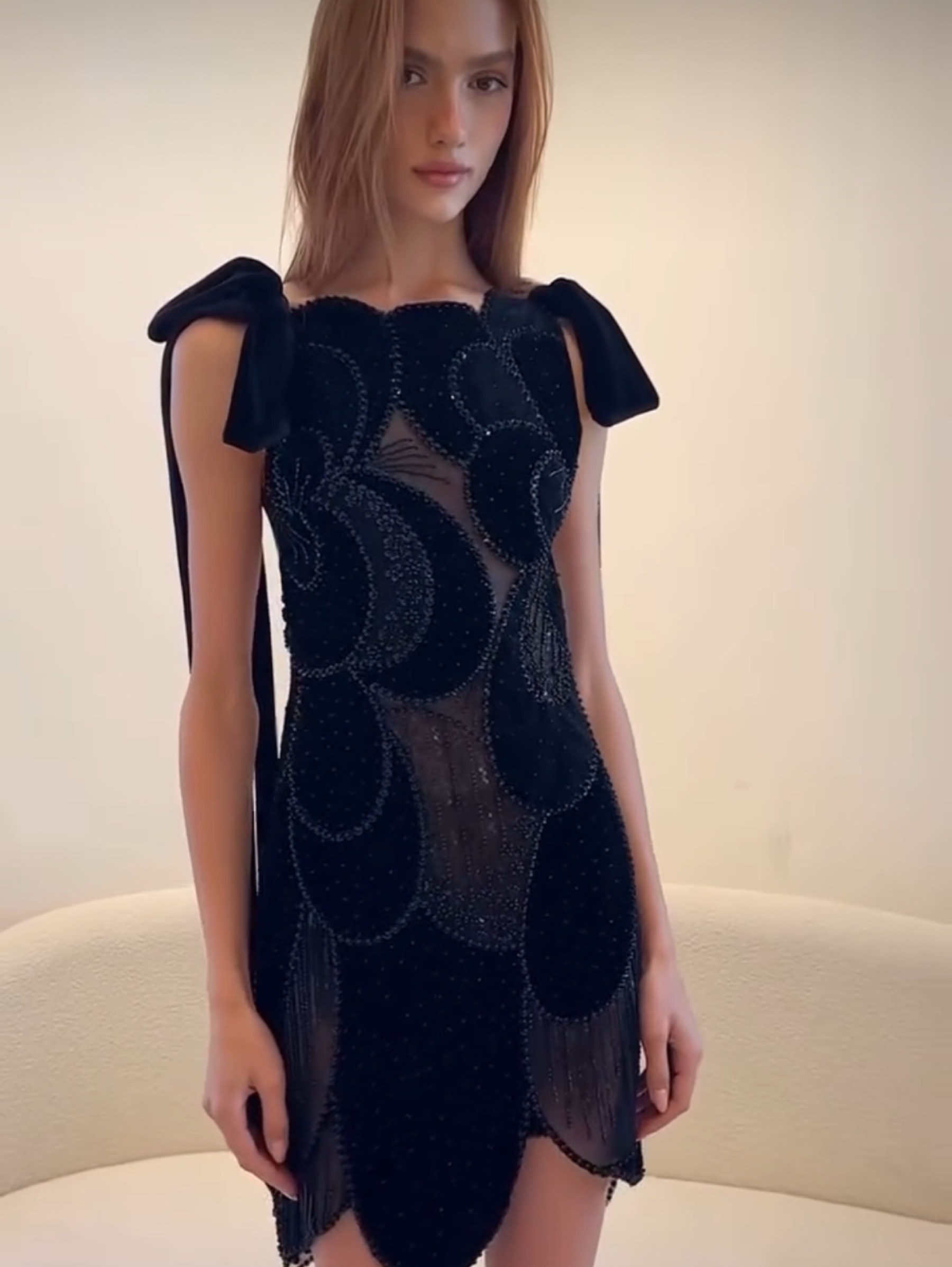 Rayane Bacha Raisa mini dress black velvet