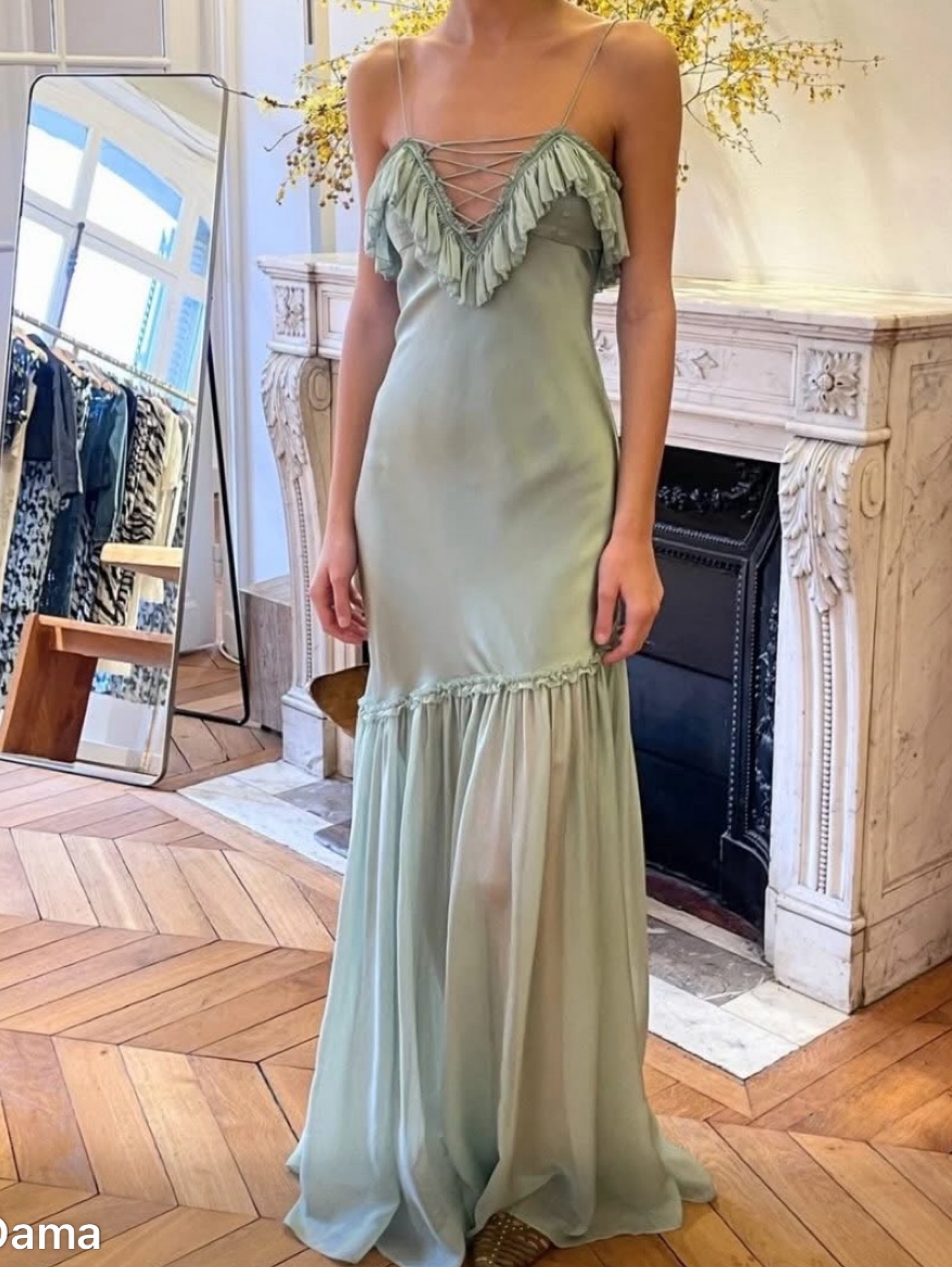 Independent designer Ulla Johnson Elaria ruffle gown available to rent