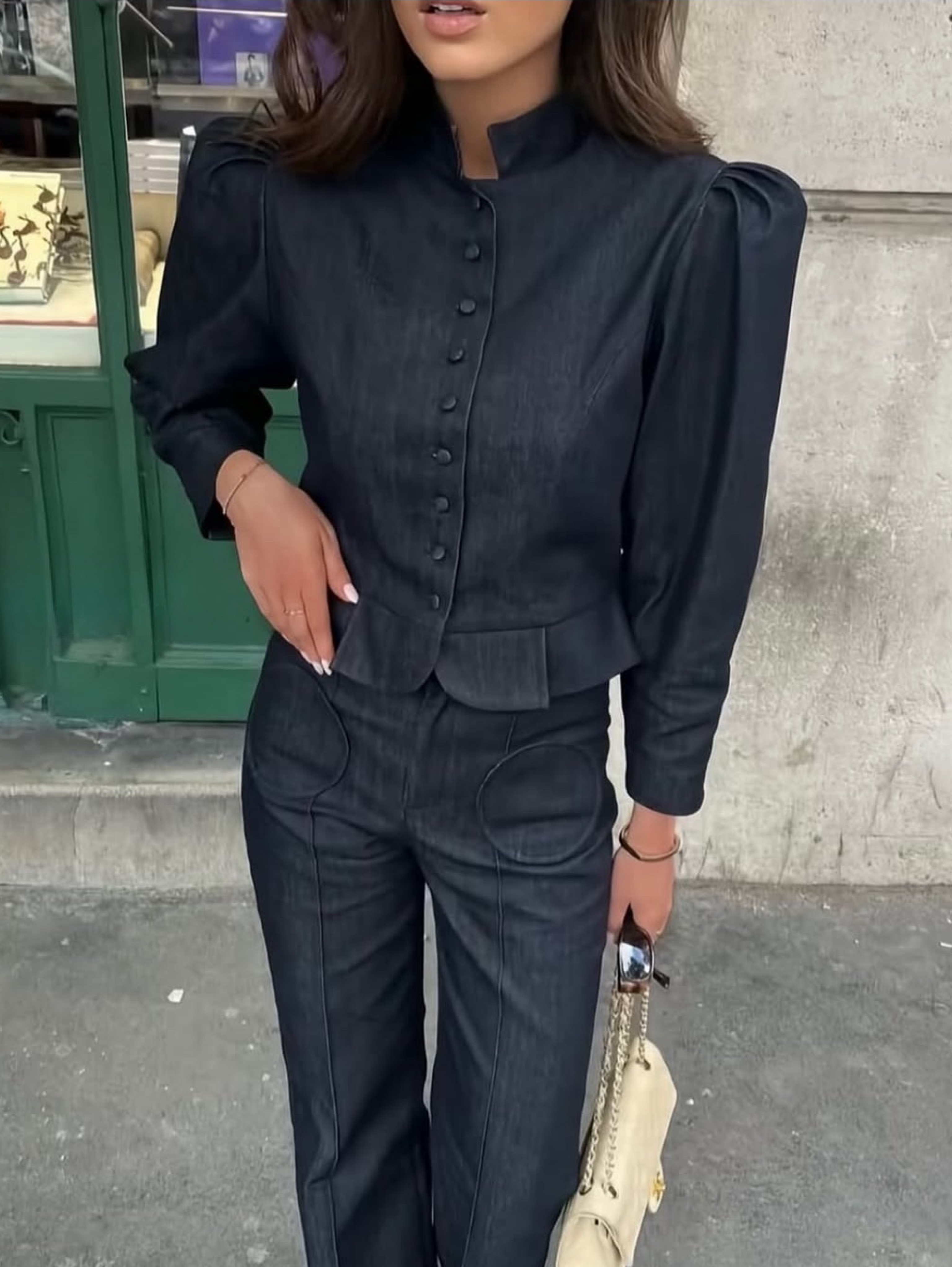 Independent designer Destree denim jacket dark blue available to rent