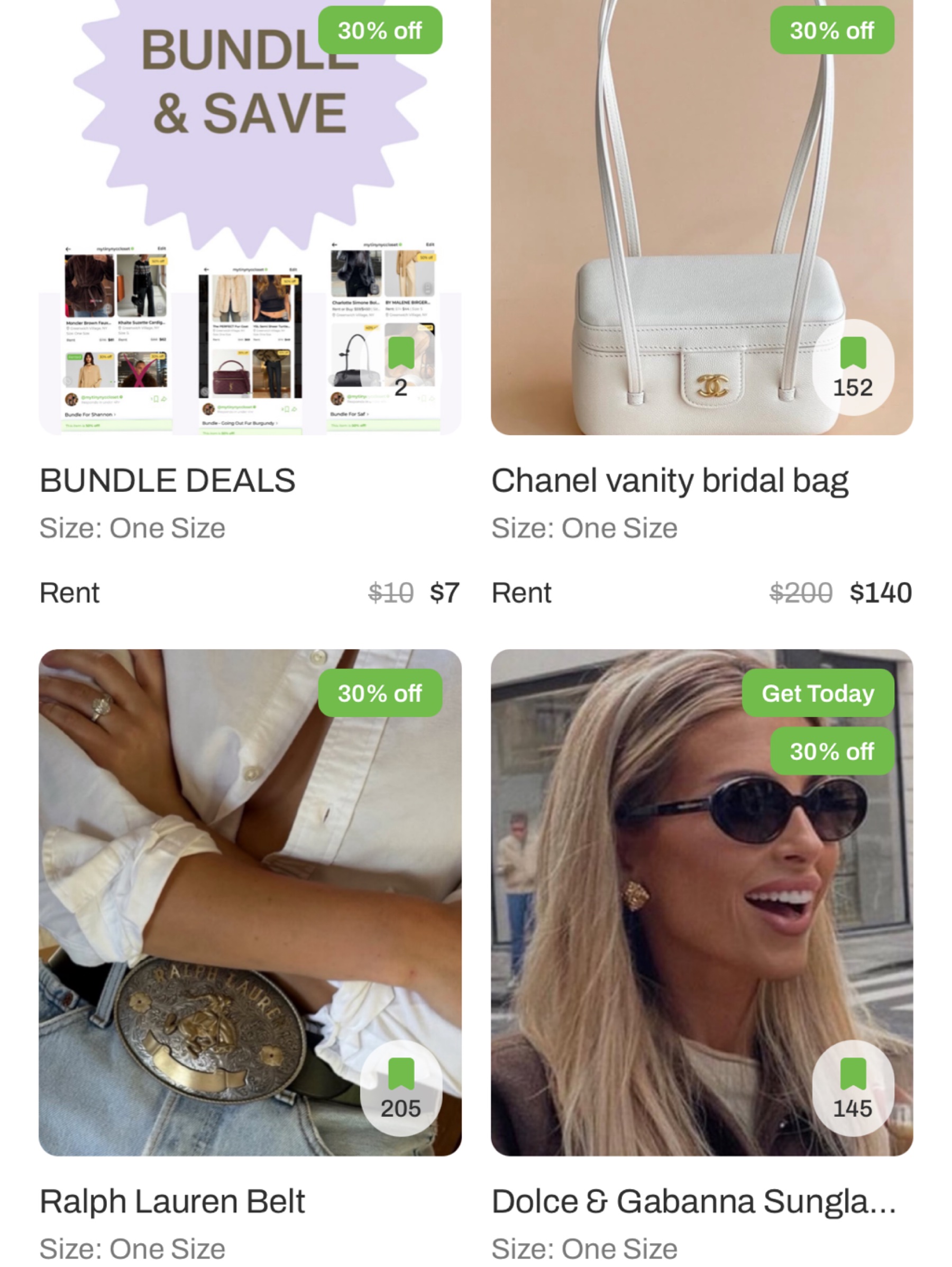 Independent designer Bundle bridal Ralph + Chanel + miu available to rent