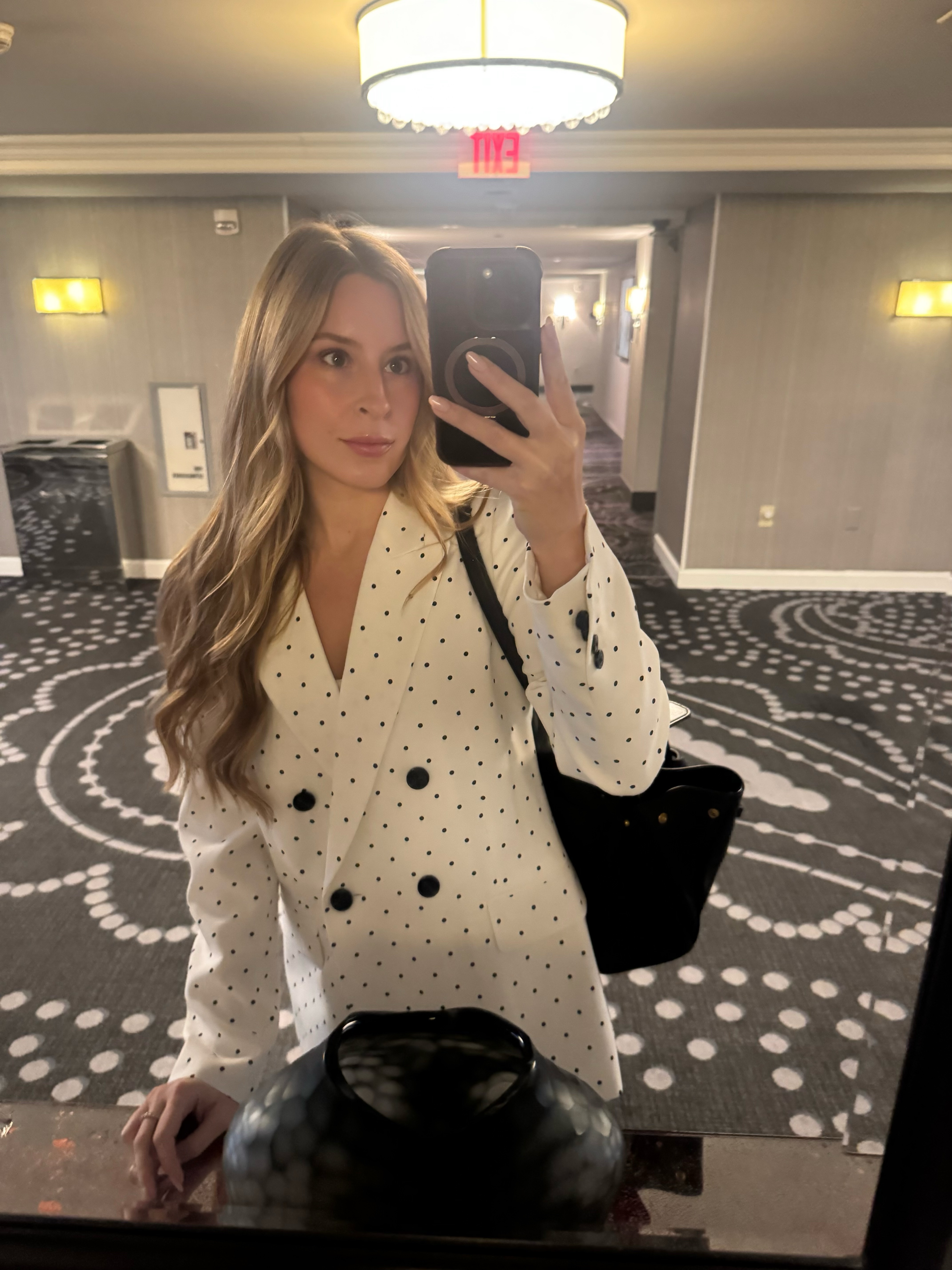 Independent designer Reiss Polka dot blazer - conference outfit available to rent