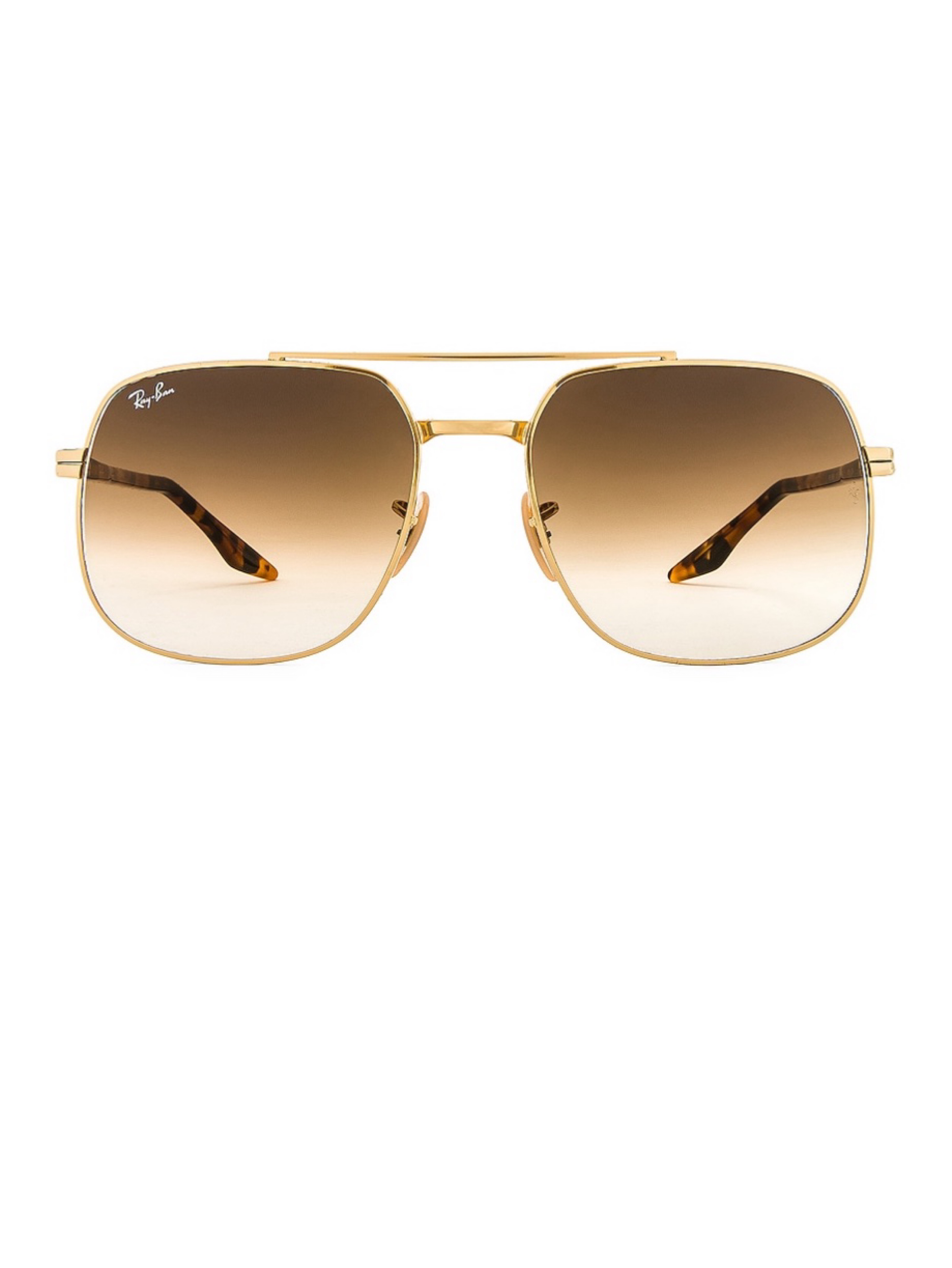 Independent designer Ray-ban metal square in gold sunglasses revolve available to rent