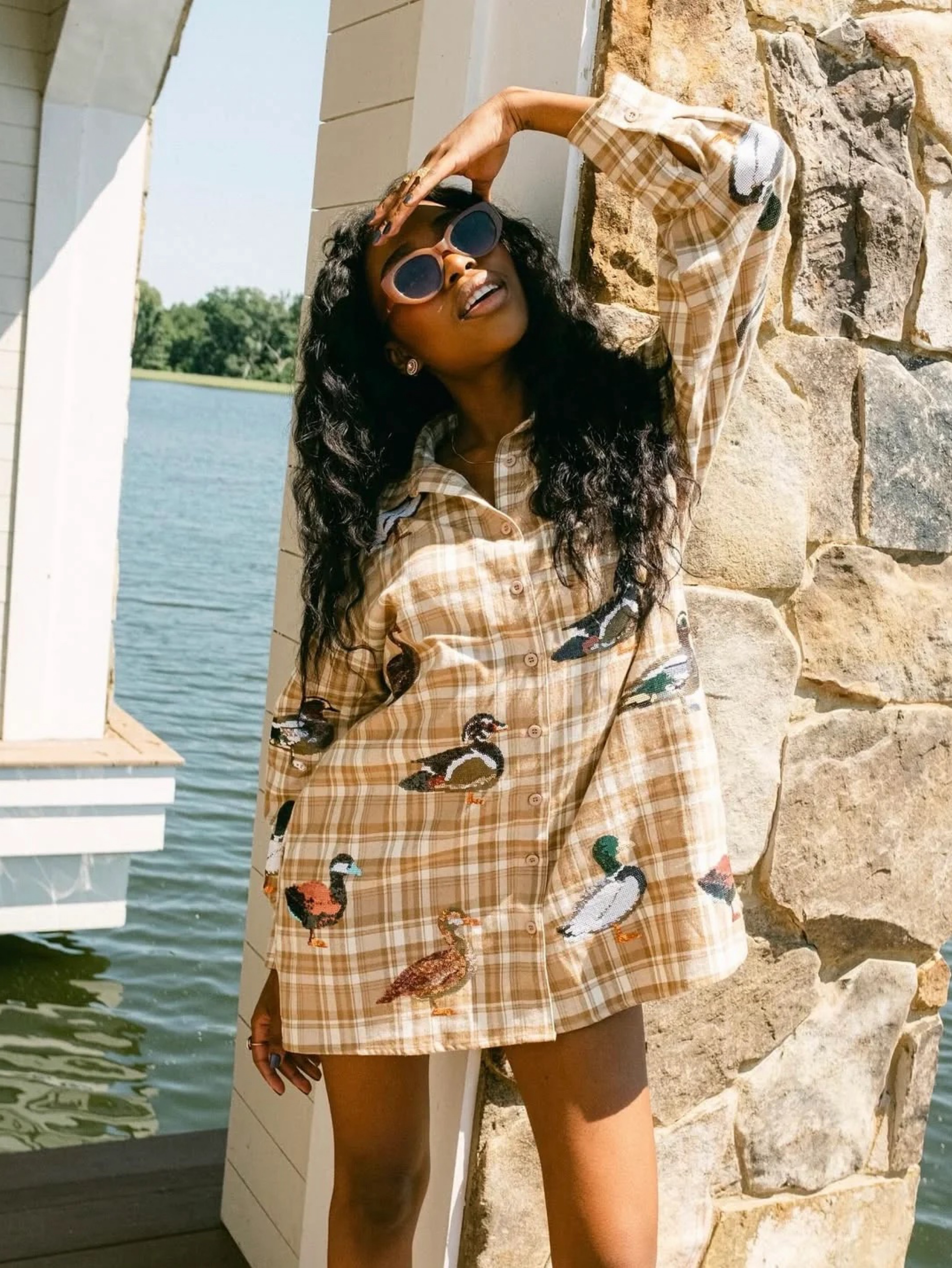 Independent designer Queen of sparkles plaid duck dress available to rent