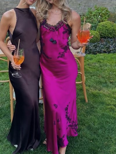 Torlowei Torlowei magneta wedding guest dress silk available to rent