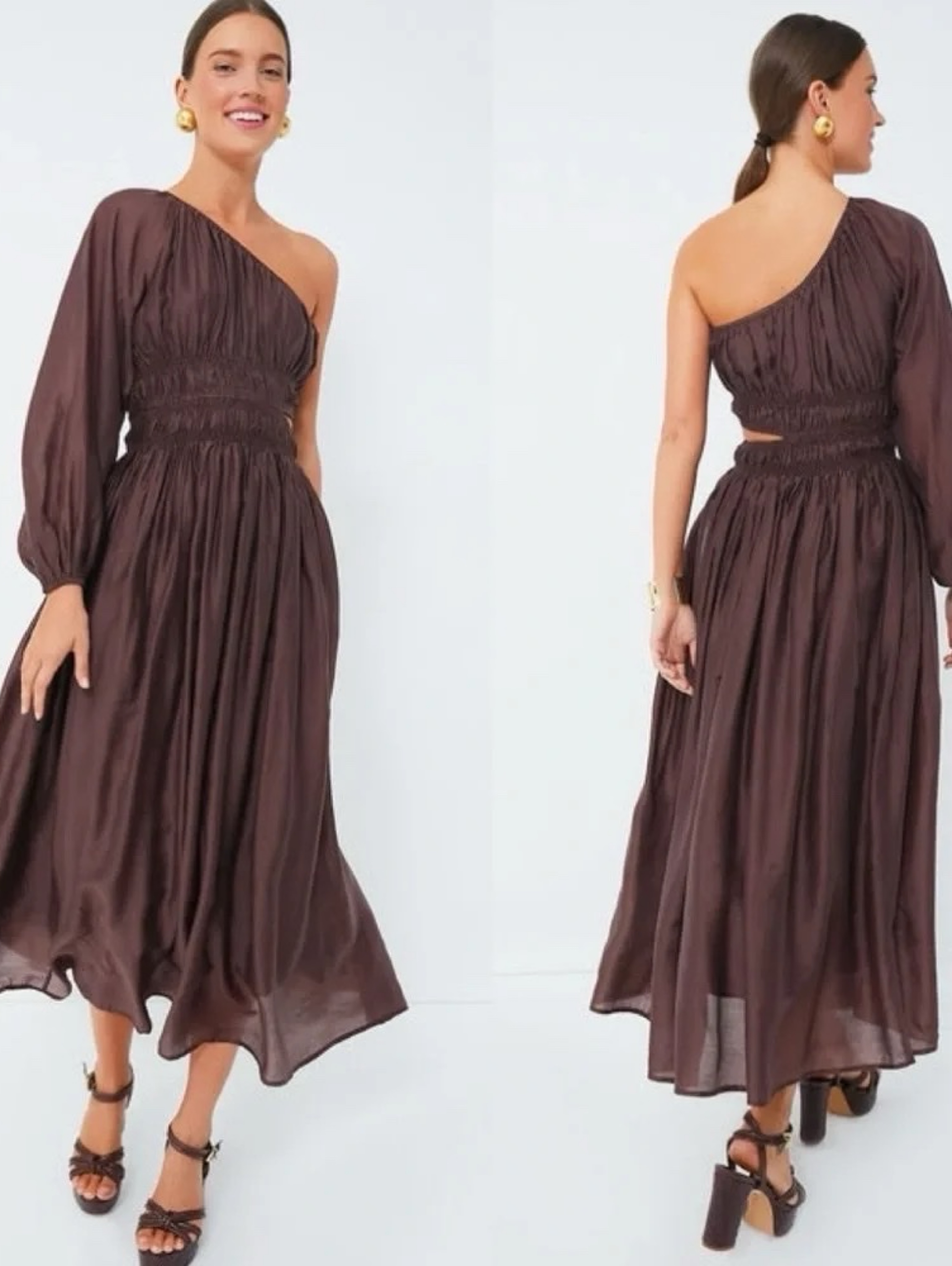 moon river brown maxi dress Amazon.com: Moon River Women's Ruffle Smocked Shirred midi Dress, Brown Multi, S : Clothing, Shoes & Jewelry
