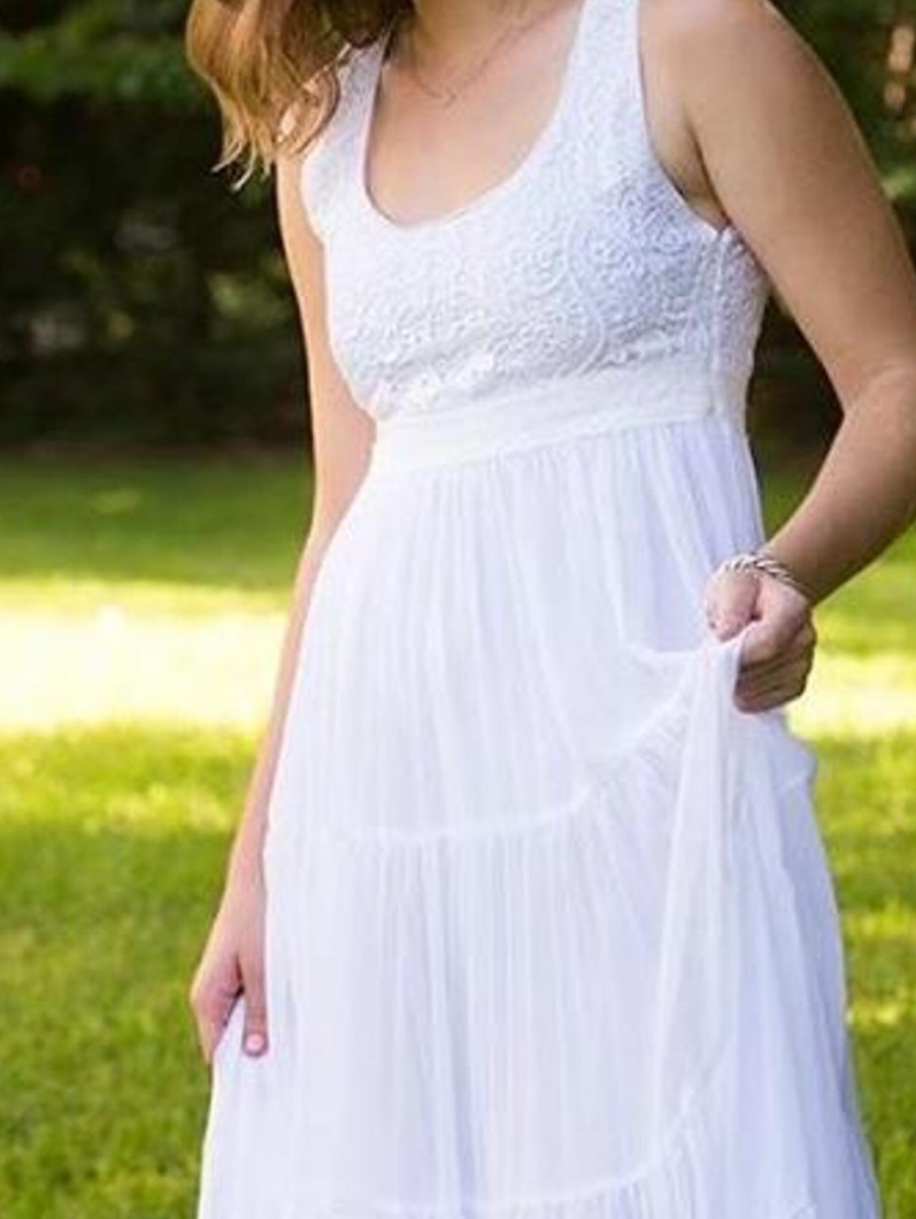 Alice + Olivia White Lace Pleated Maxi Dress by Alice + Olivia