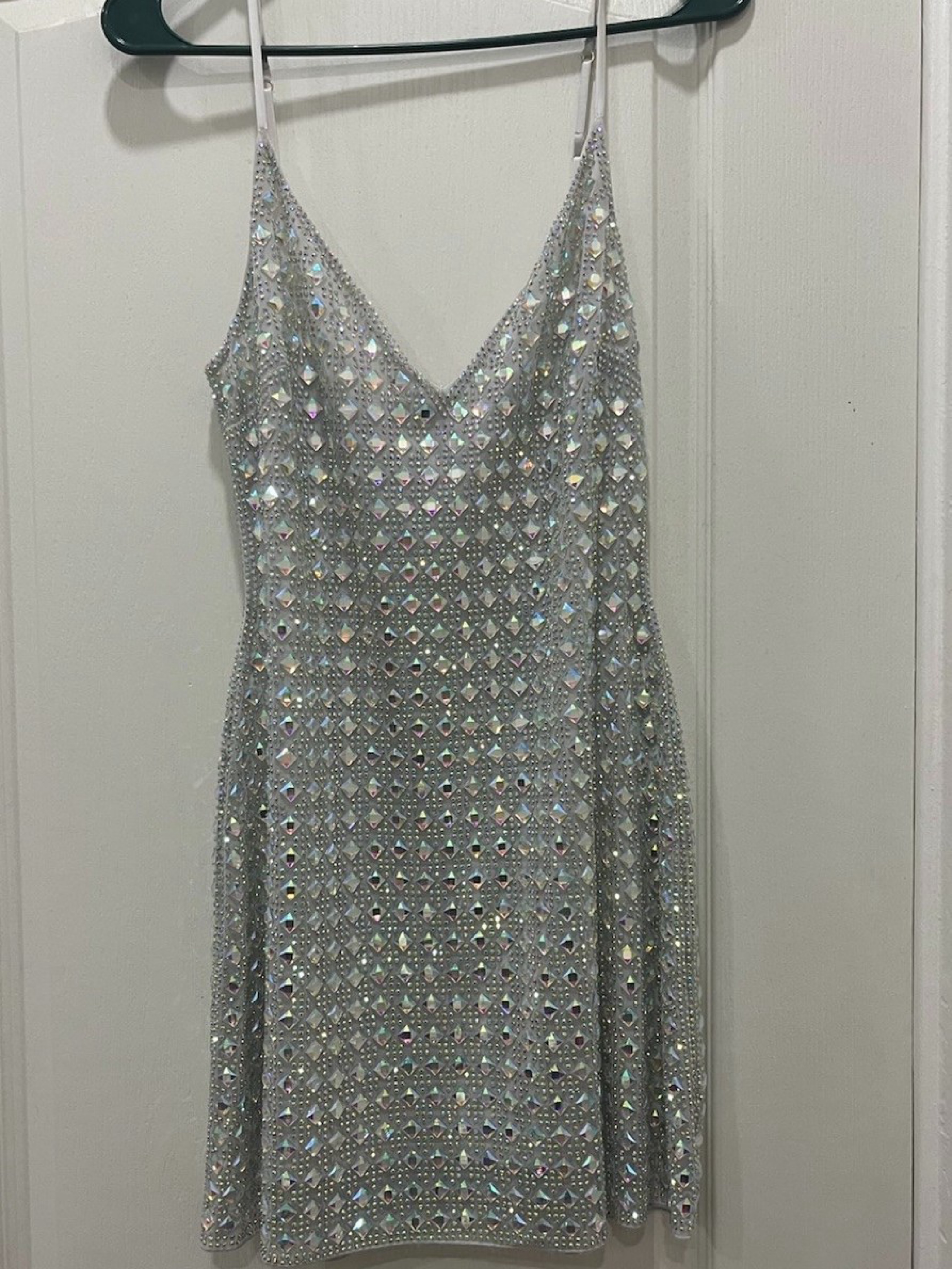 oh polly silver glitter dress Other Oh Polly Livia Sheer Sequin Plunge Halter Neck A-Line Mini D
