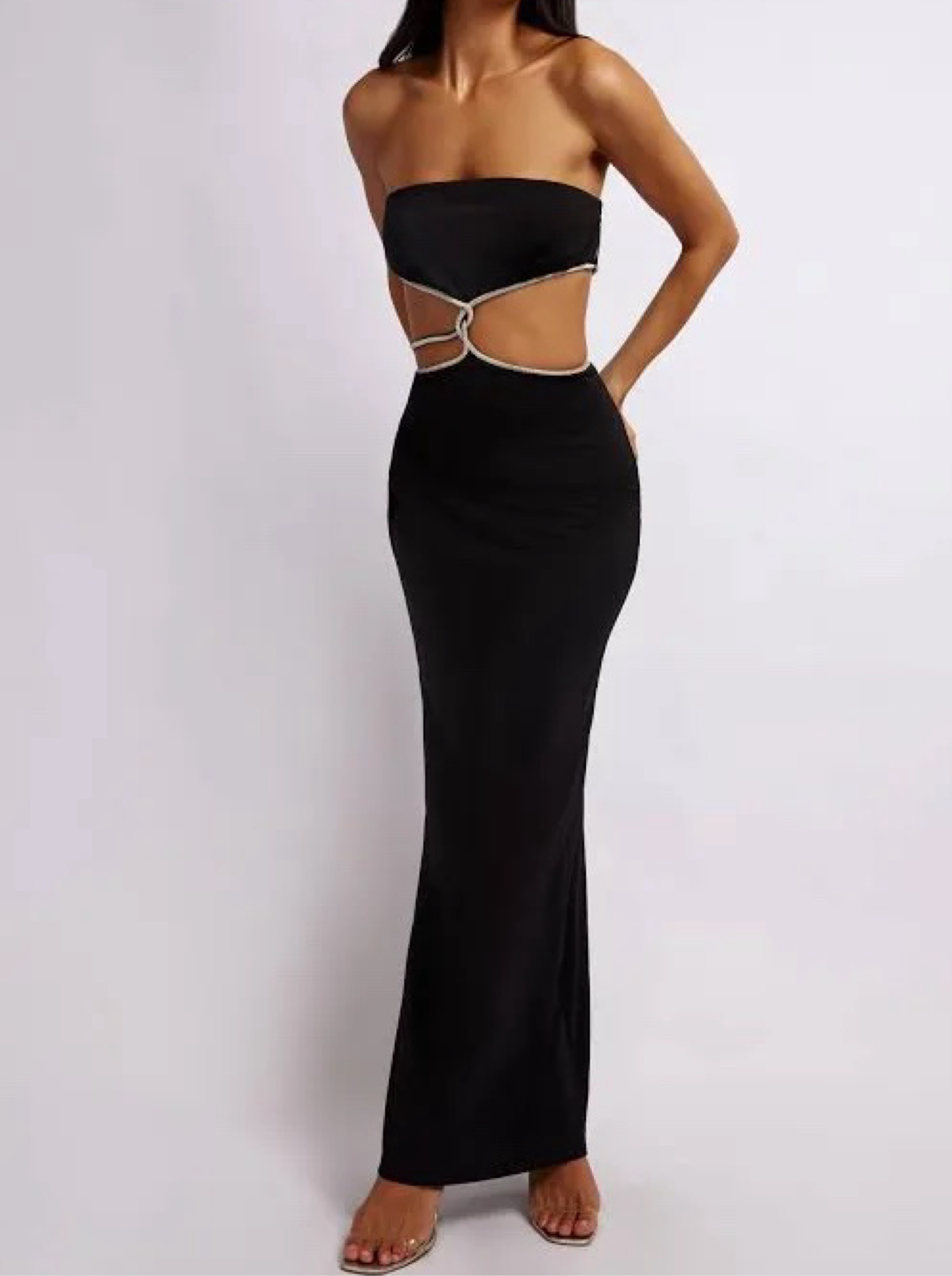 two piece black maxi dress Strapless Peplum Sequin Two Piece Maxi Dress Black