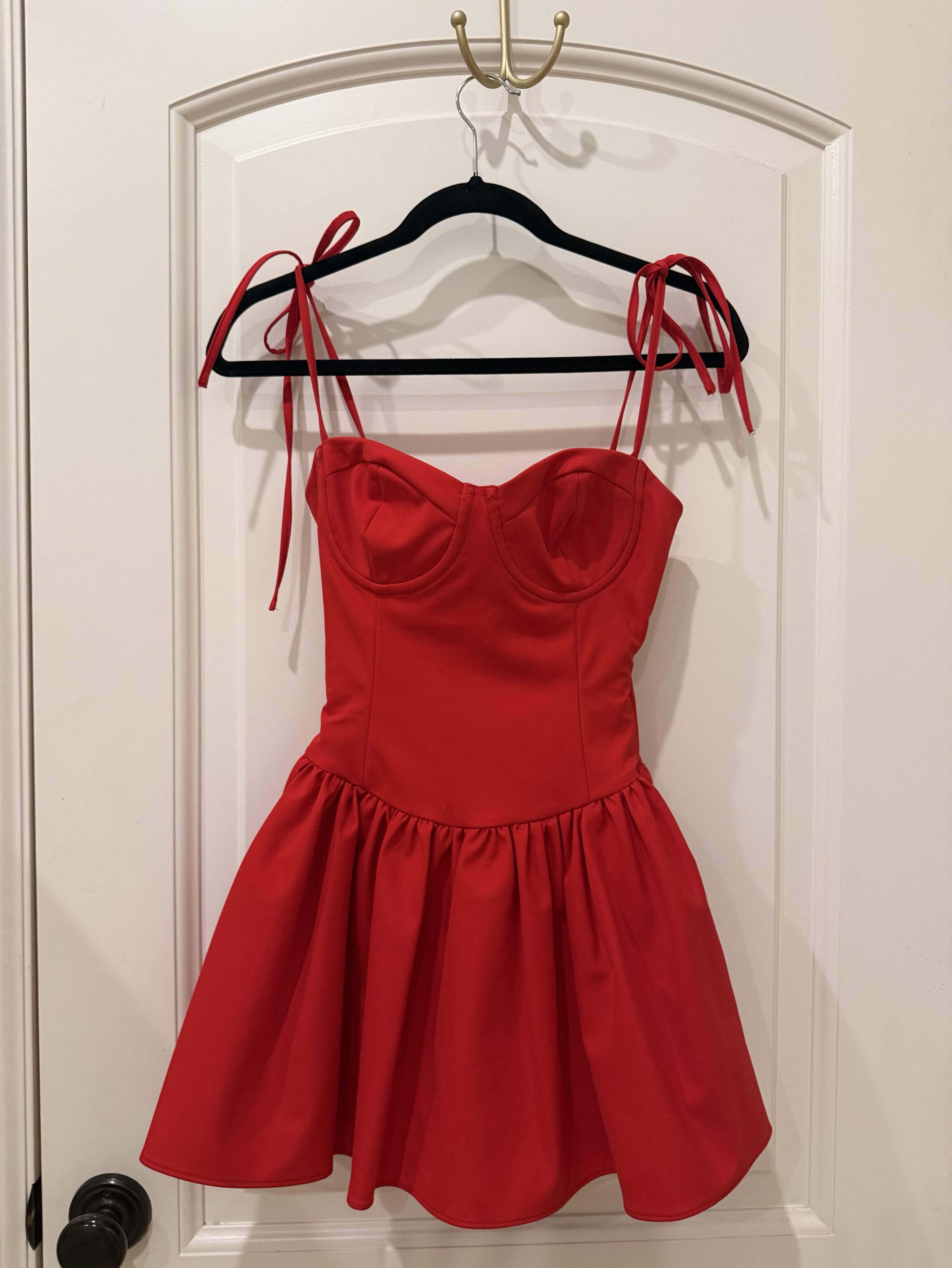 more to come red mini dress Marcine Strapless Dress