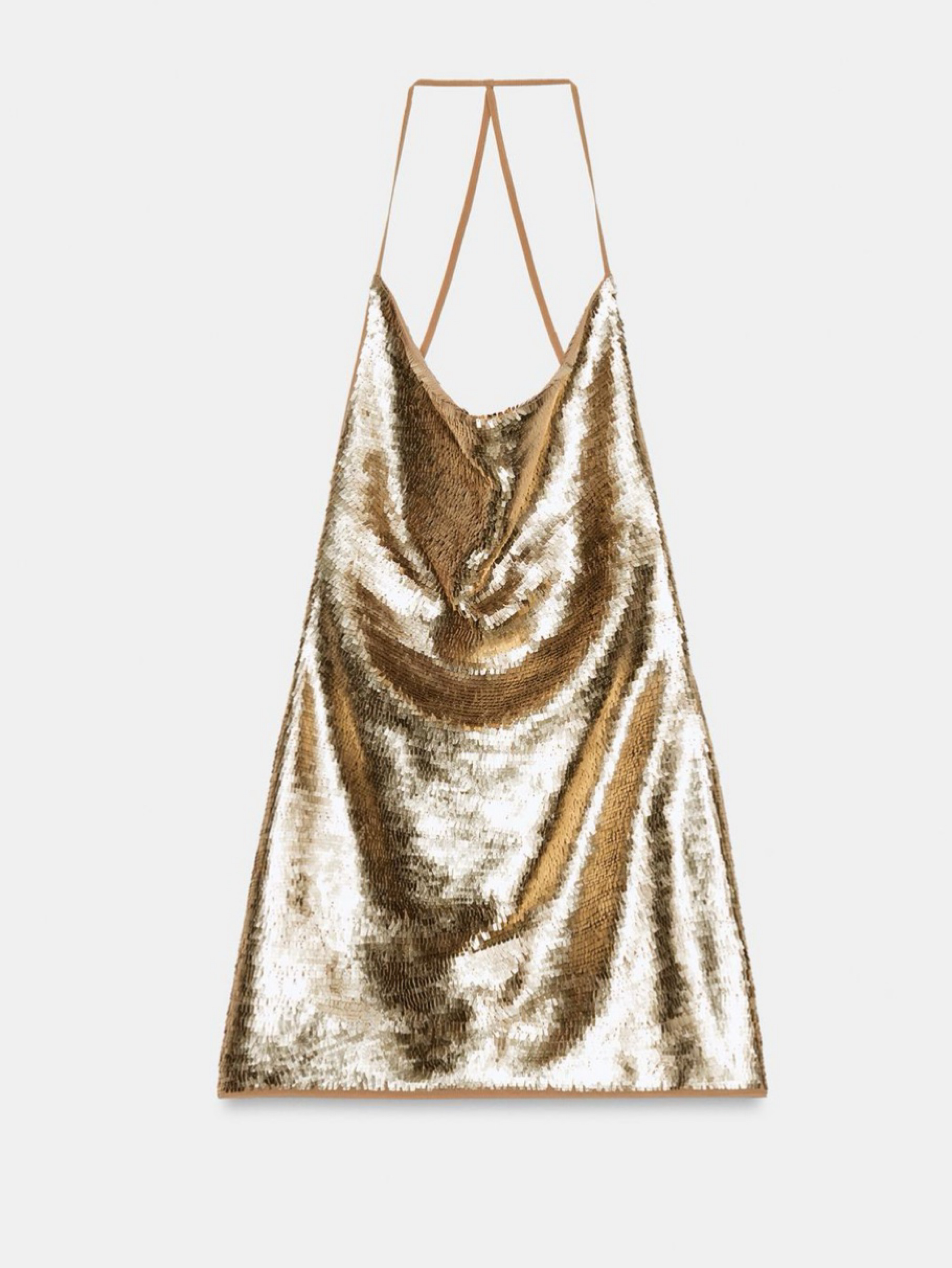 Gold Sequin Halter Mini Dress
