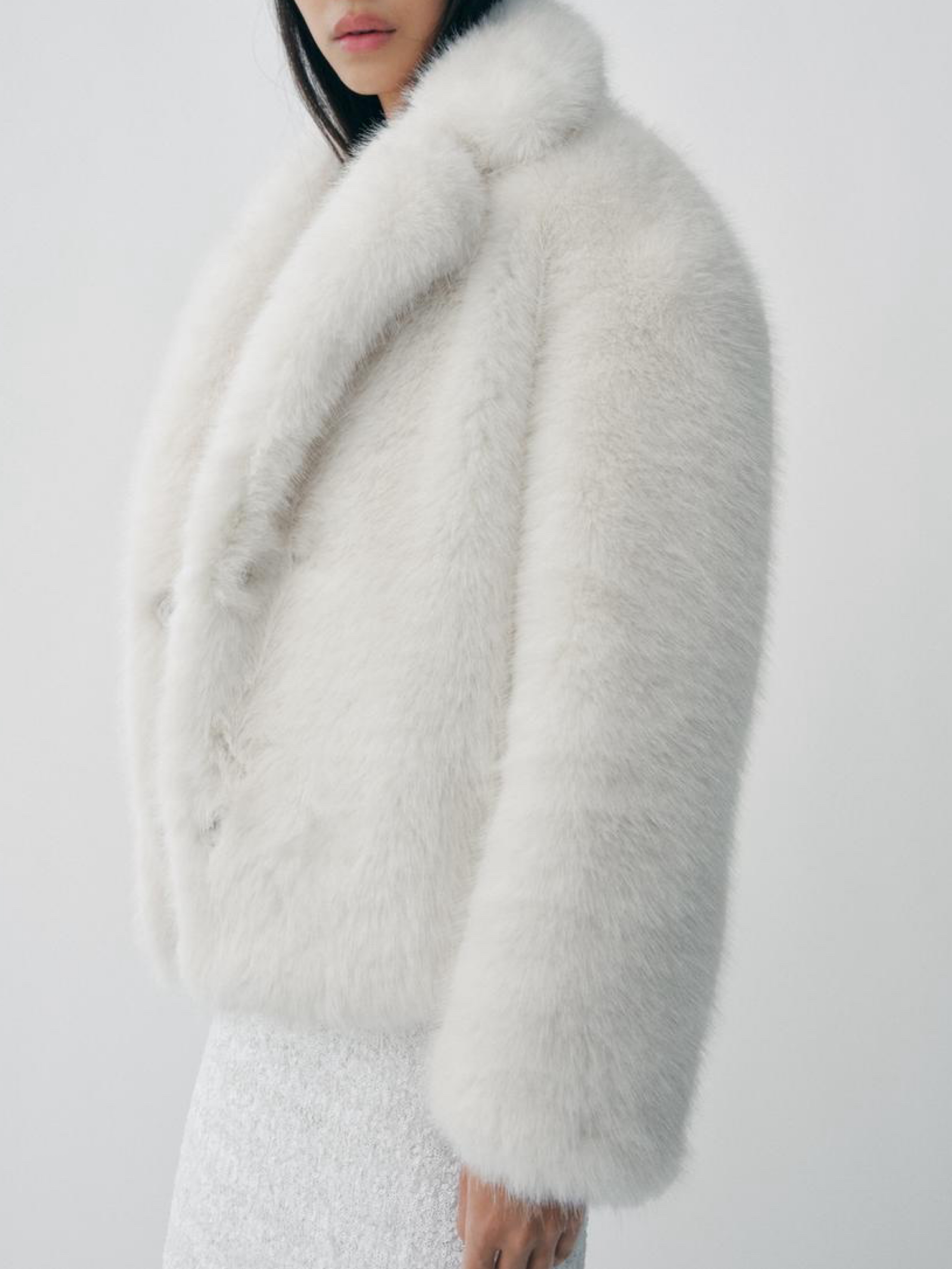 Zara White Faux Fur Jacket
