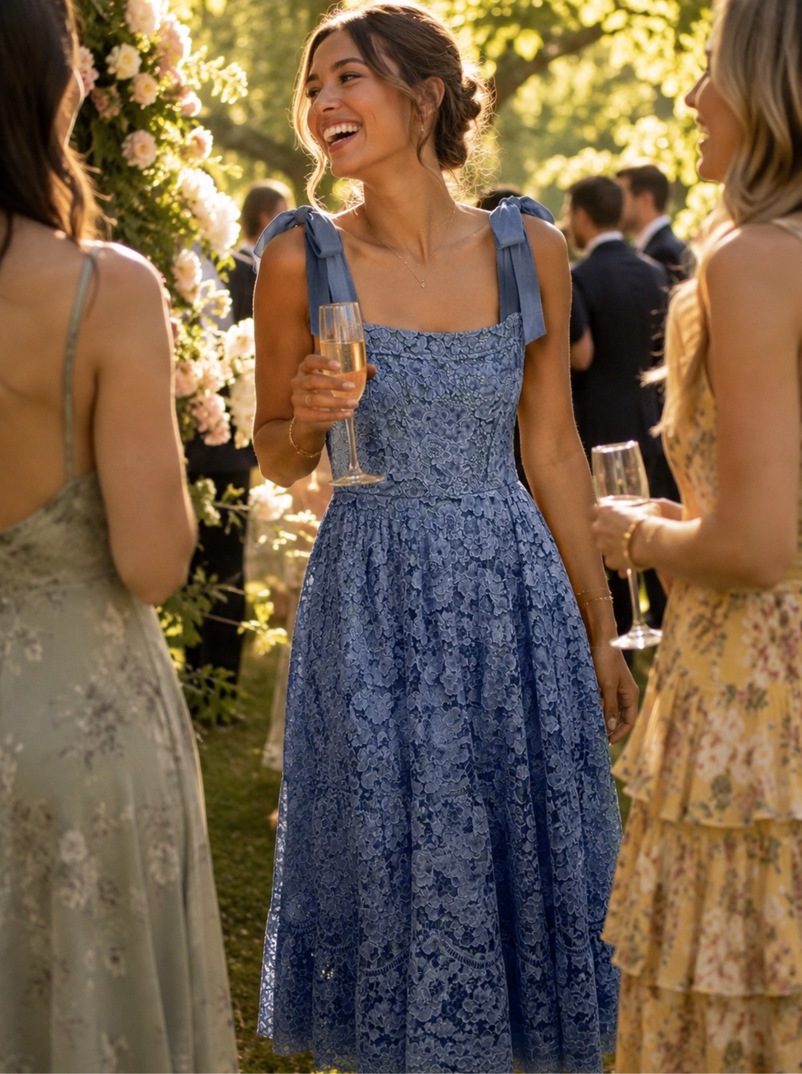 Alice + Olivia Hana Floral Tie-Shoulder Maxi Dress by Alice