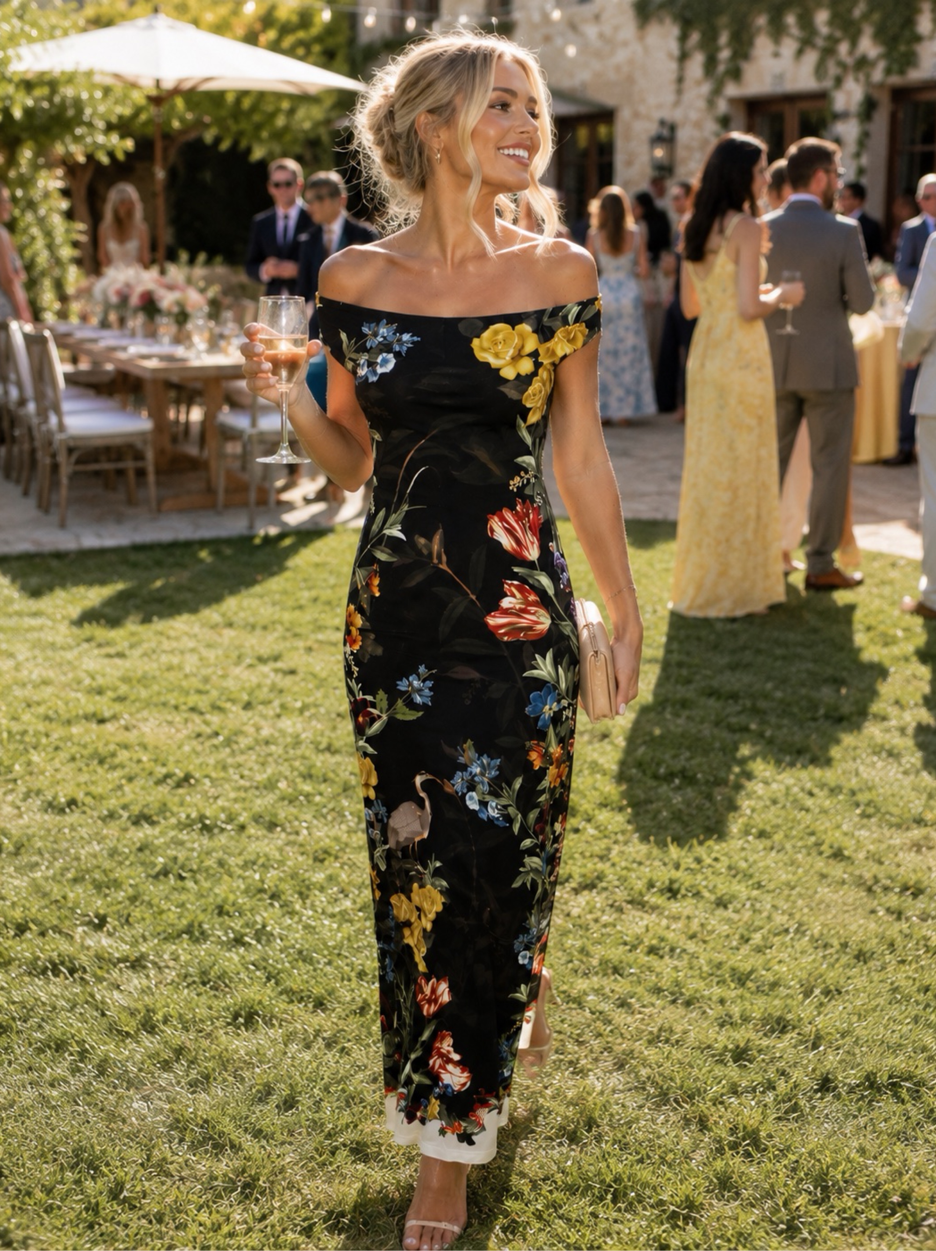 floral off shoulder maxi dress FairBeauty Women's Hawaiian Evening Gown shoulder heart Chase Off Shoulder Maxi Dress