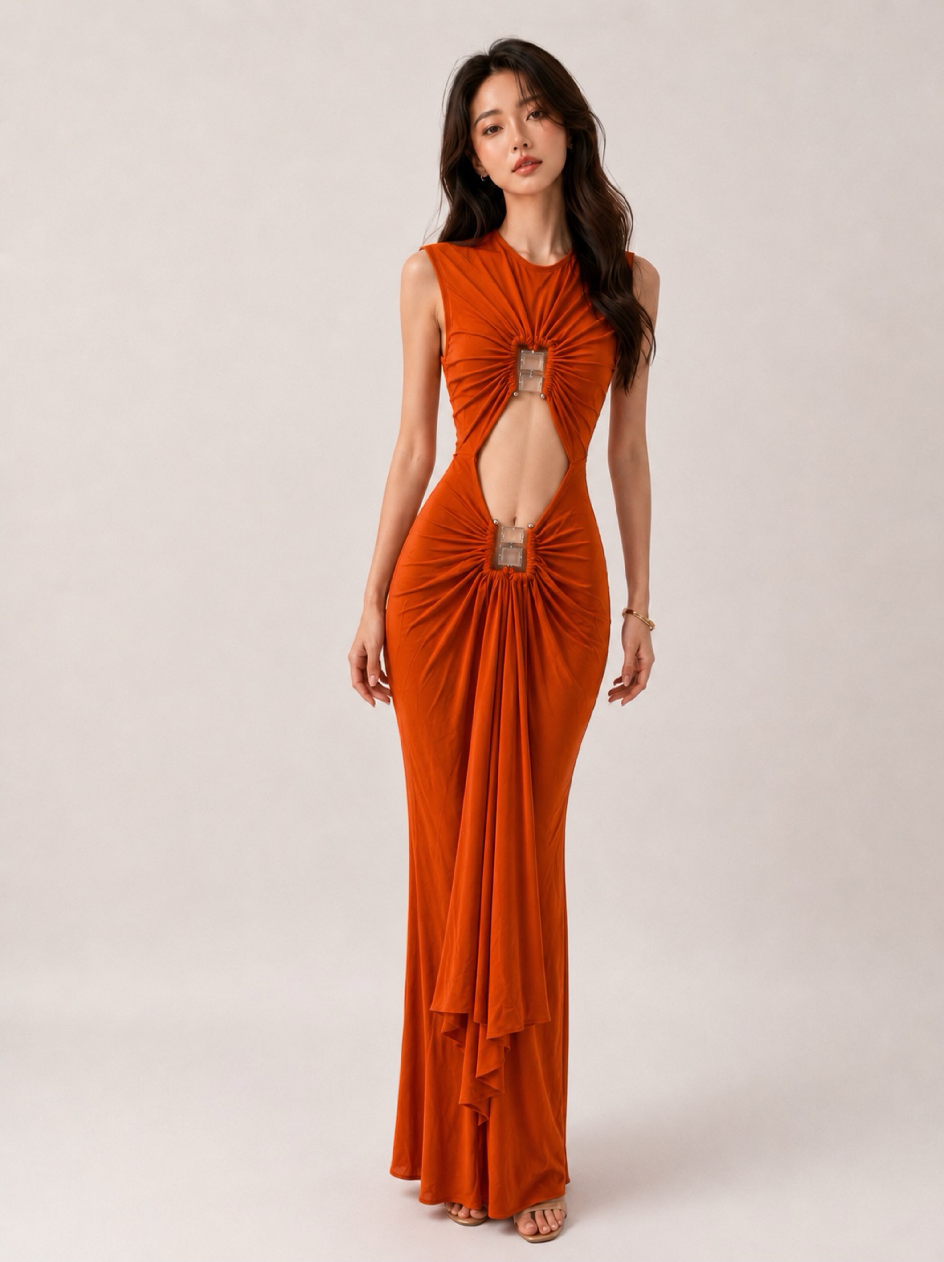 Just Arrived: Christopher Esber Cutout Draped Maxi Dress – Carnelian