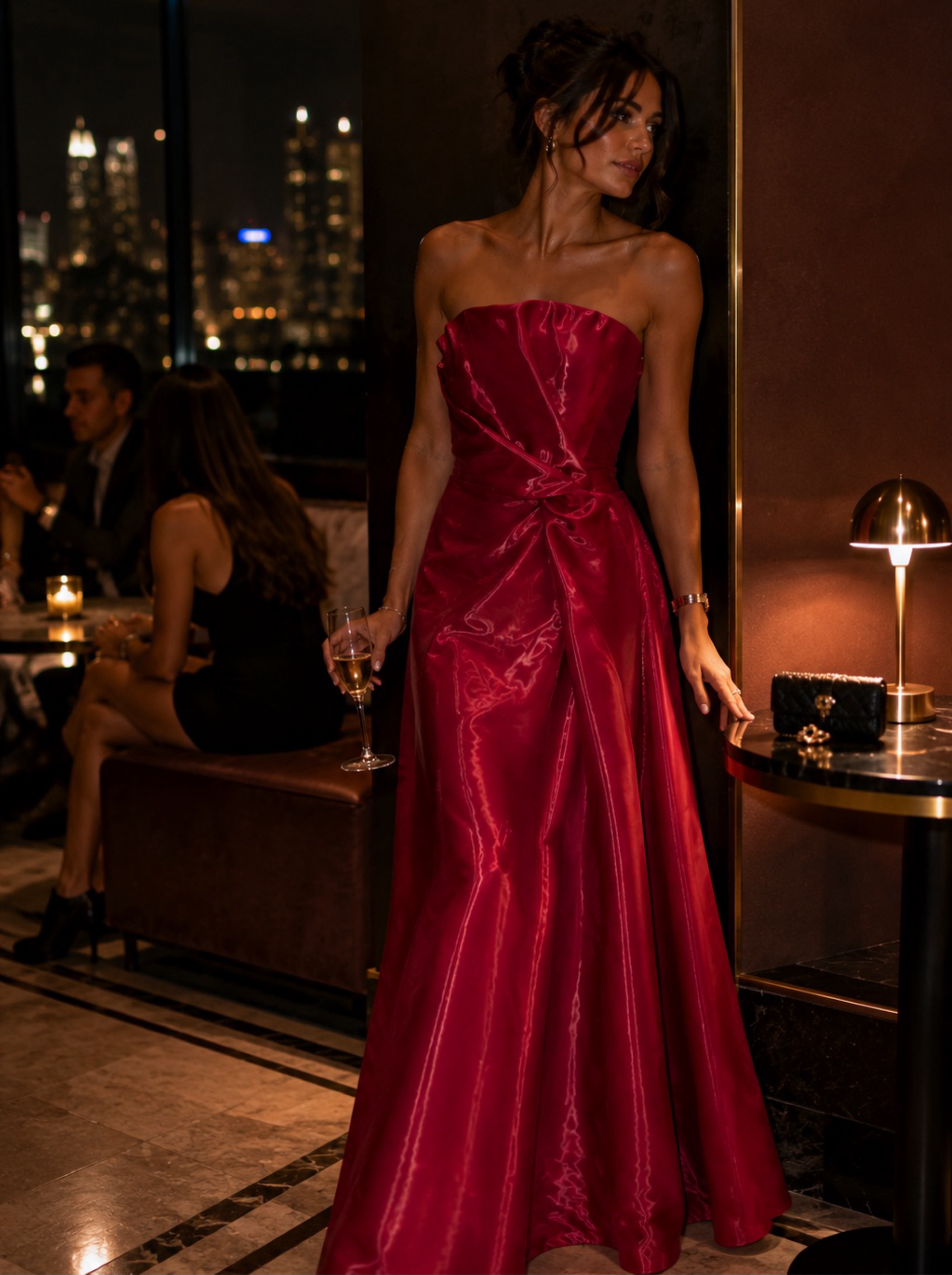 Kate Barton Liquid-Effect Draped Gown