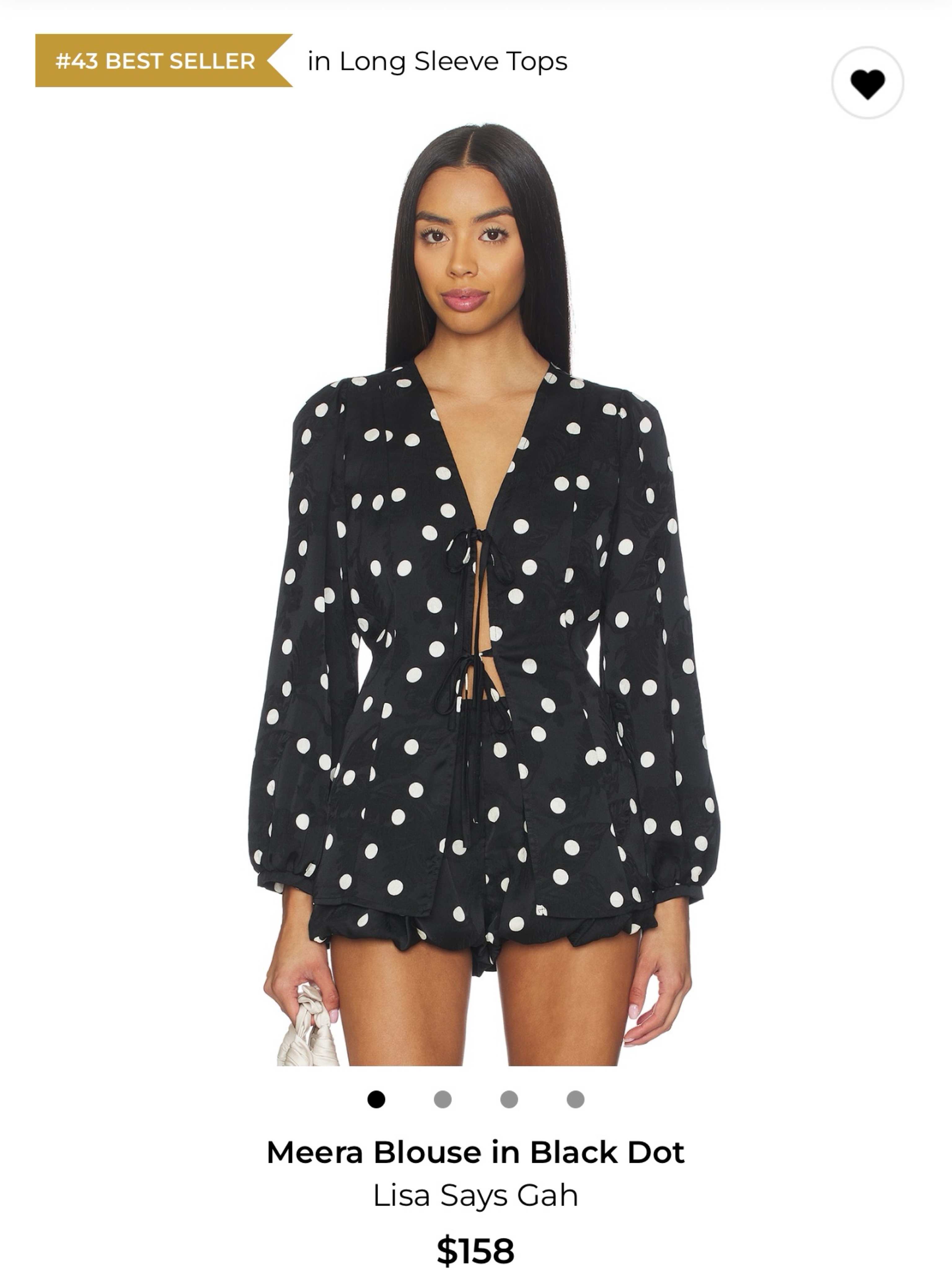 Revolve Lisa Says Gah Meera Blouse in Black Polka Dot