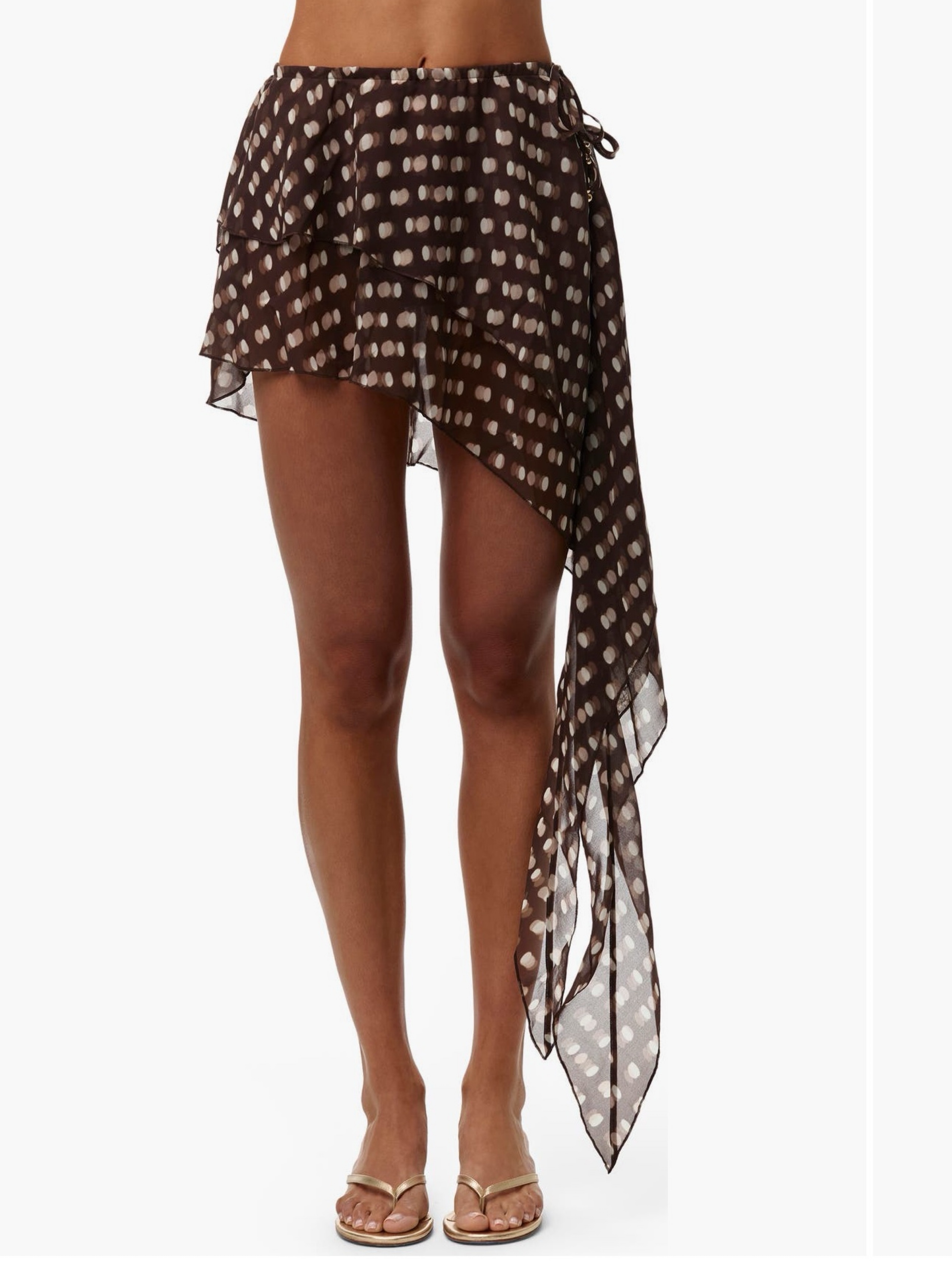 Naked Wardrobe Polka Dot Illusion Chiffon Mini Skirt