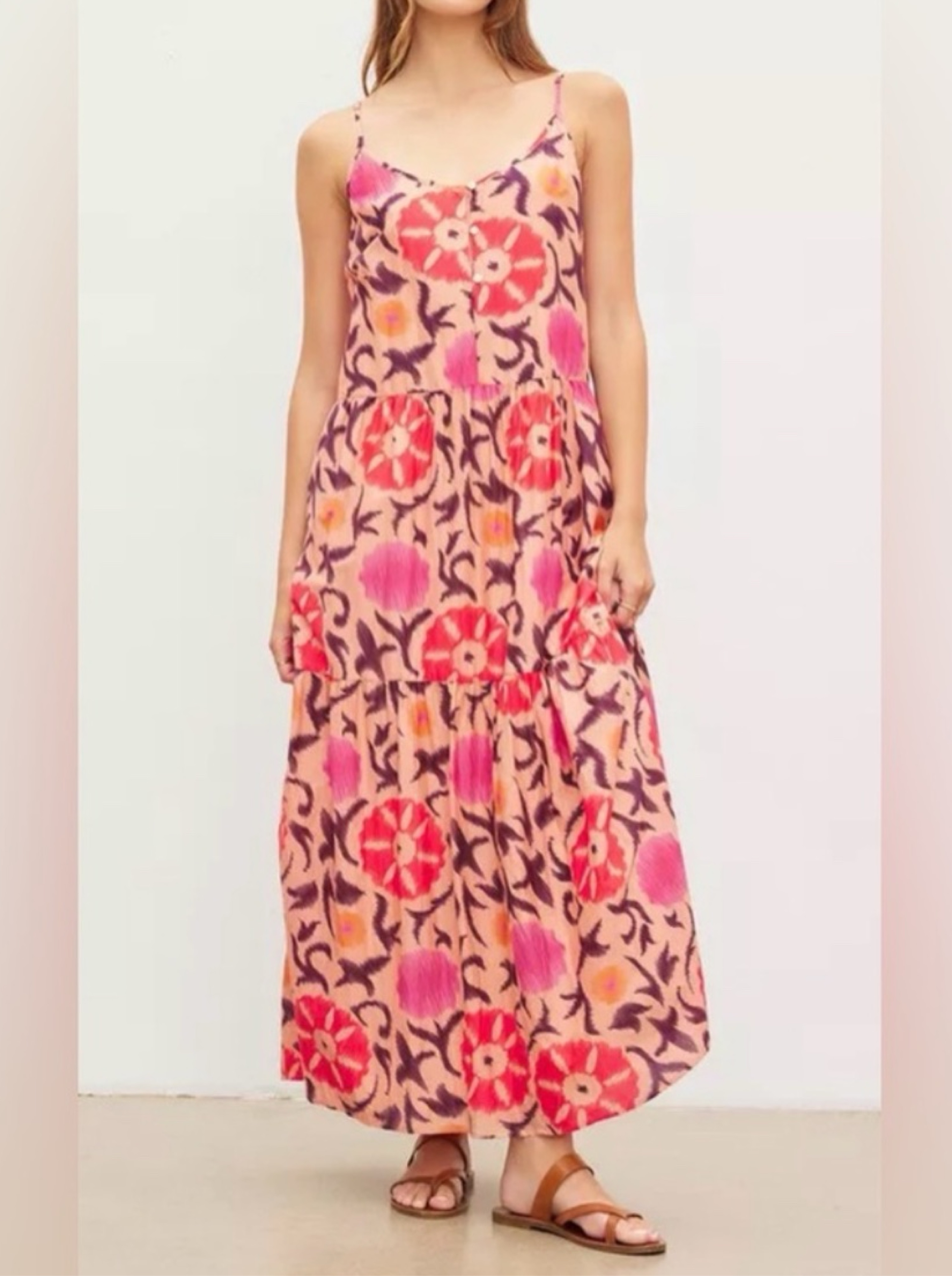 Velvet By Graham & Spencer Boho Floral Maxi Dress WITH POCKETS