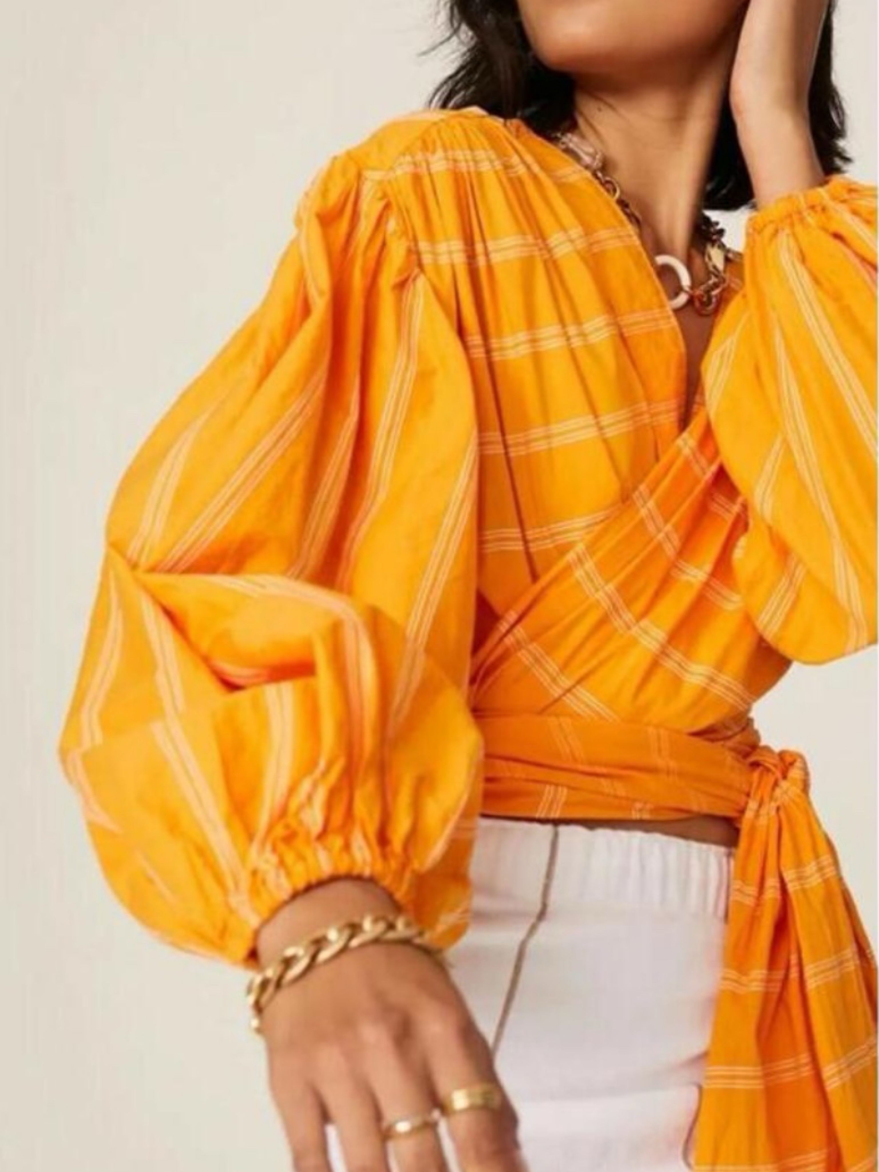 Acler Orange Striped Wrap Top