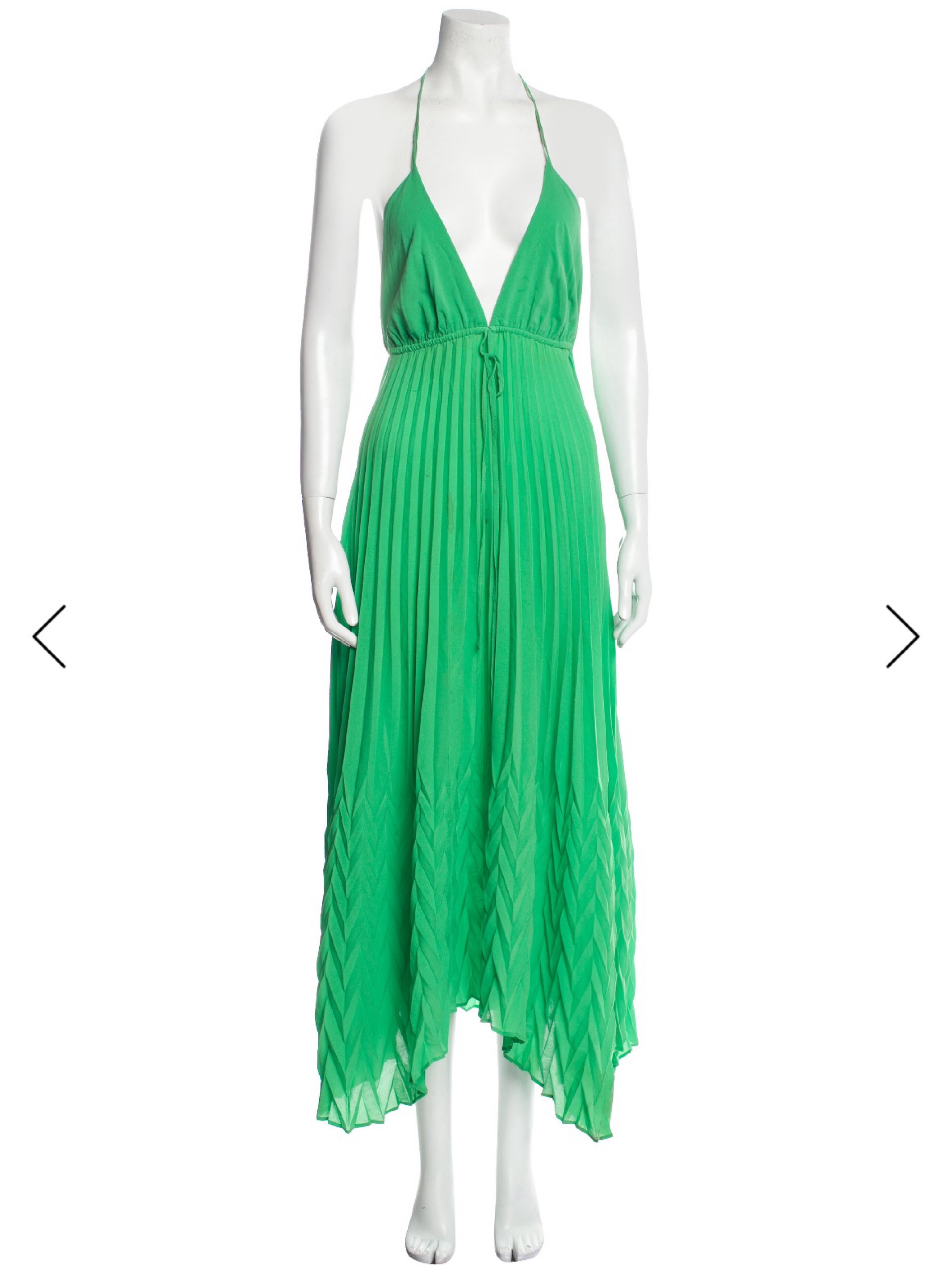 Alice & Olivia Green silk pleated dress