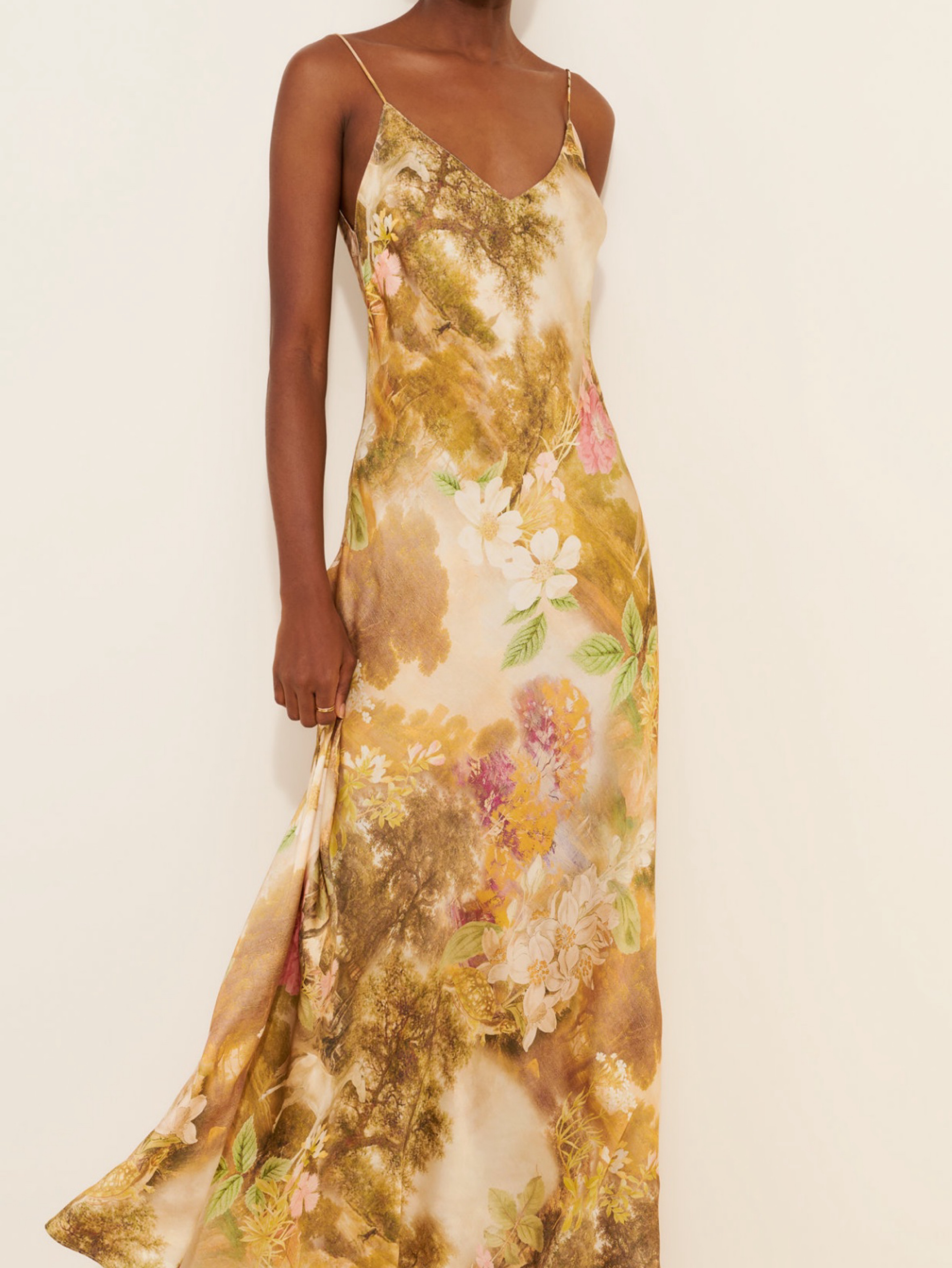 Floral satin maxi