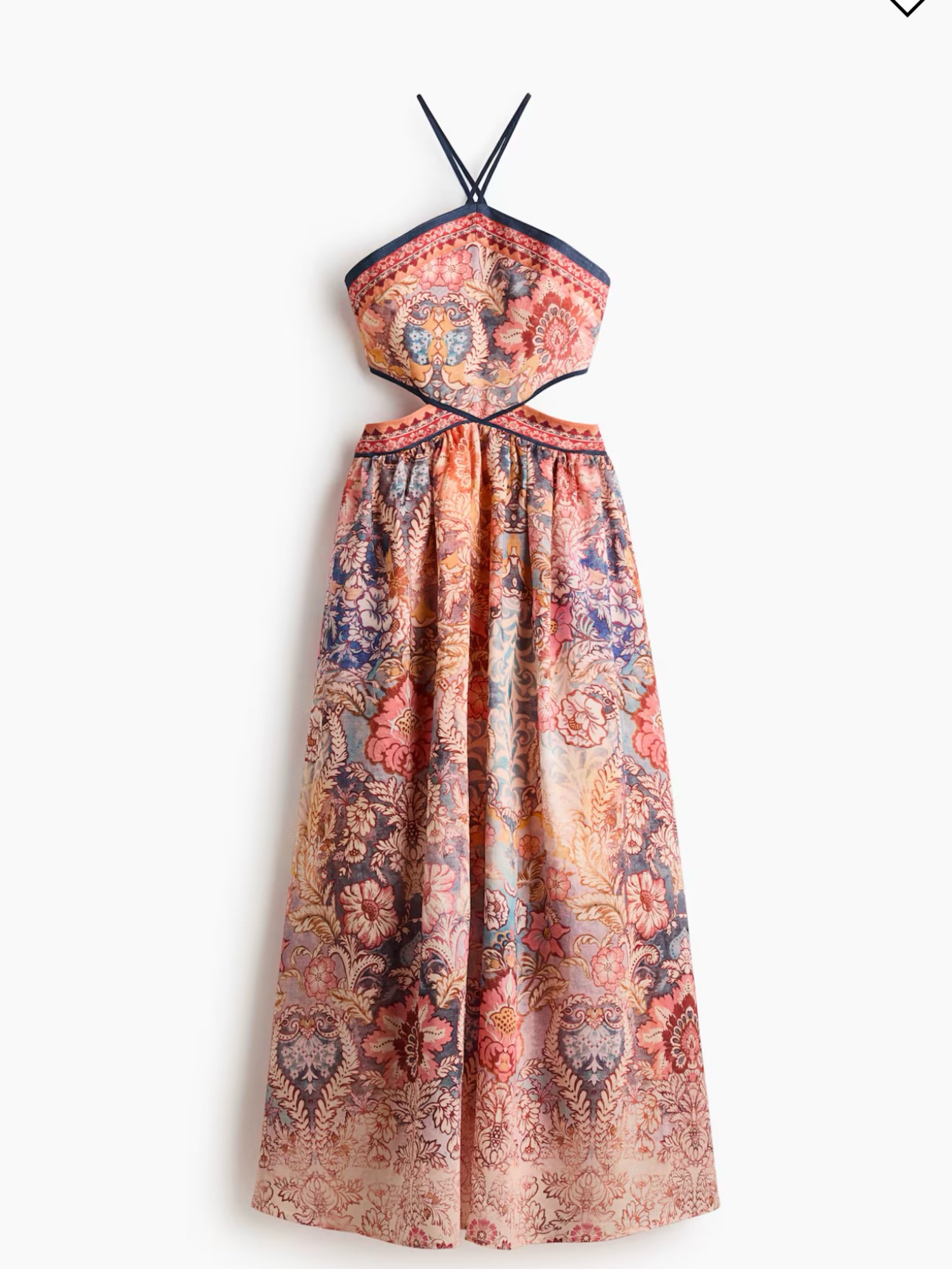 h&m floral halter dress Women's White/floral Poplin Halterneck Dress