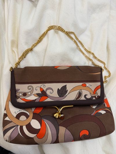 Vintage Emilio Pucci 1960s/70s Psychedelic Print Chain Shoulder