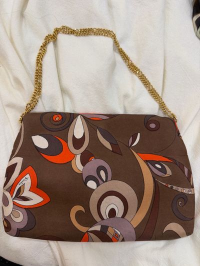 Vintage Emilio Pucci 1960s/70s Psychedelic Print Chain Shoulder