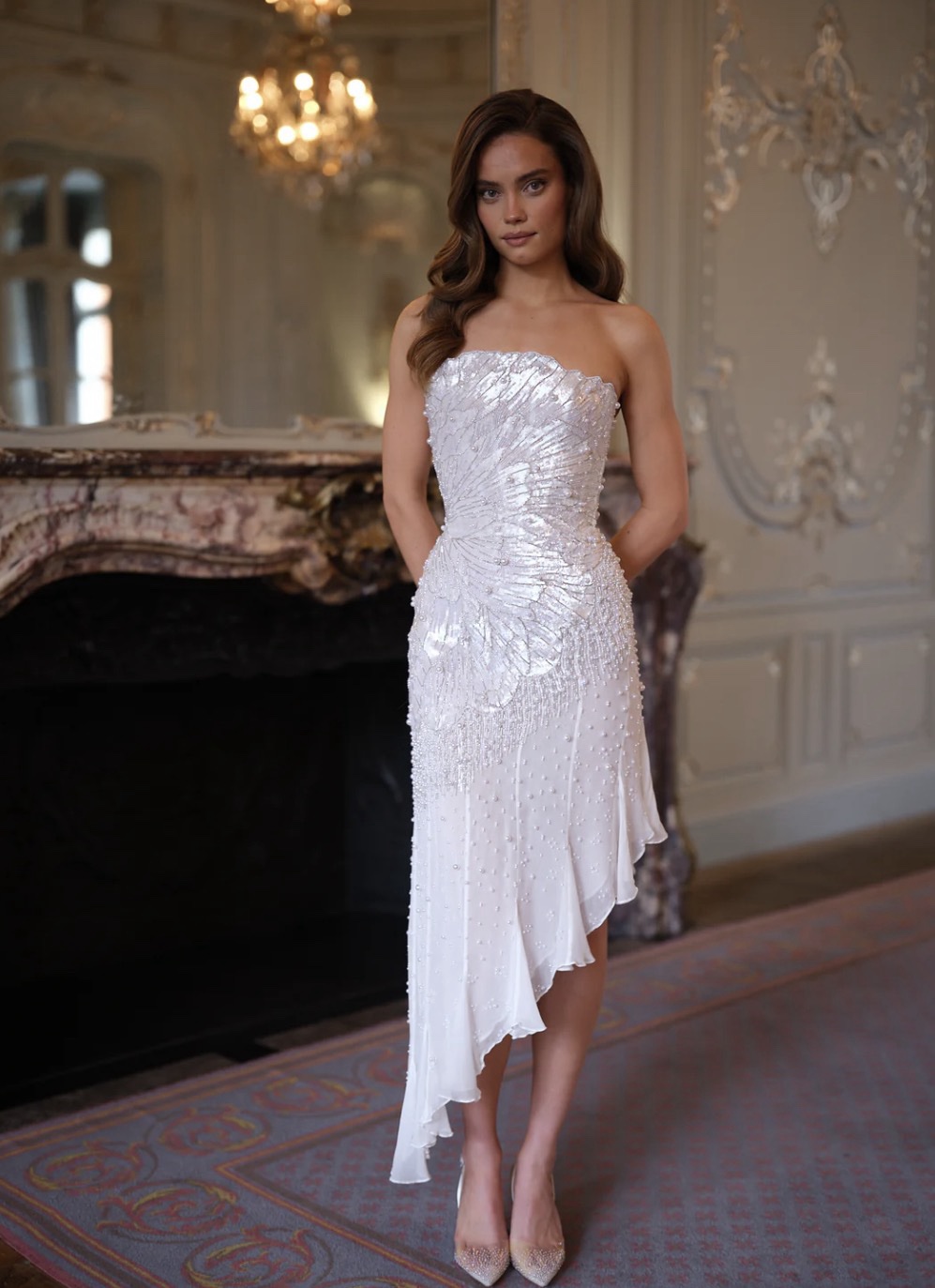 cool dresses for prom Rose Gold Sequin Off-shoulder Made to Measure Prom Dress