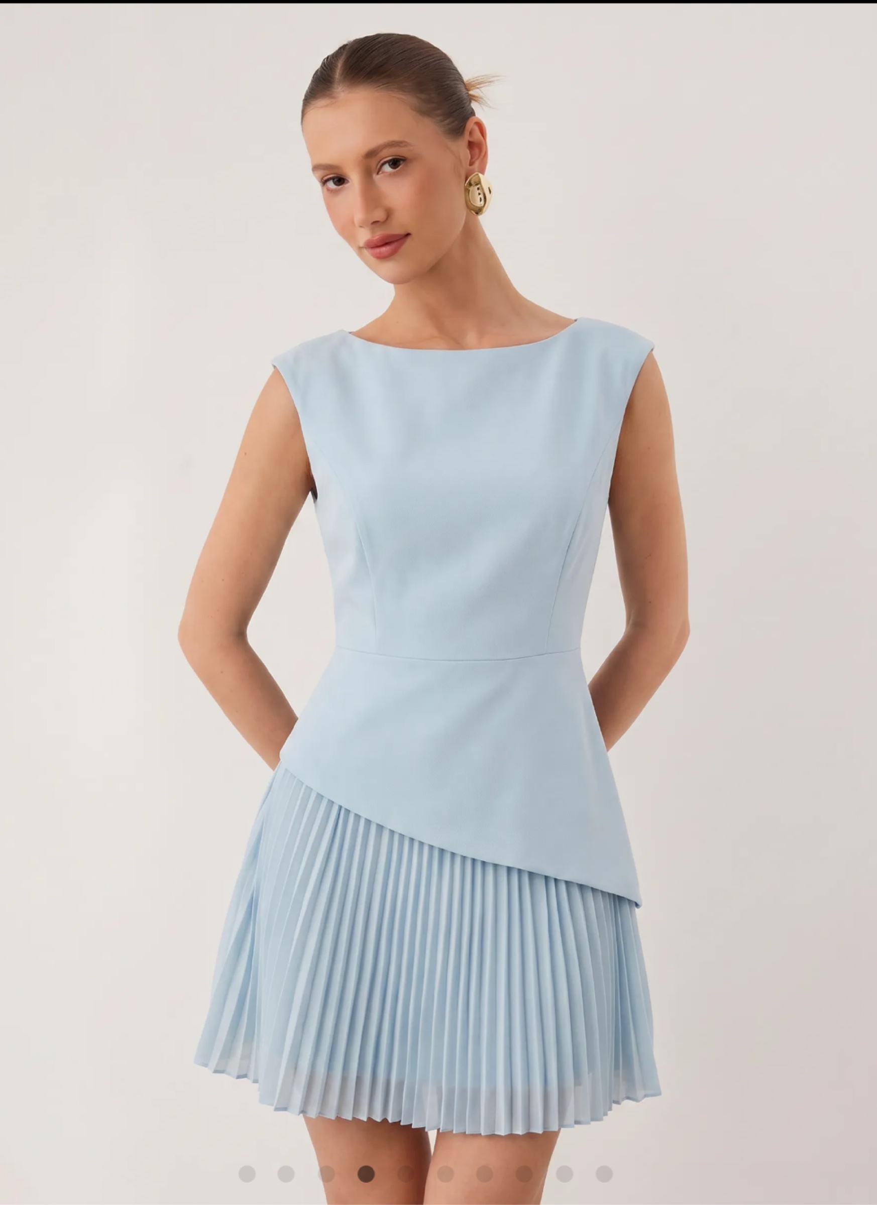 cider blue mini dress Boat Neck Pleated by Cider In 1926 Coco Chanel BALI25 Strapless Mini Dress With Size:3/6mos Bodysuit/Dress