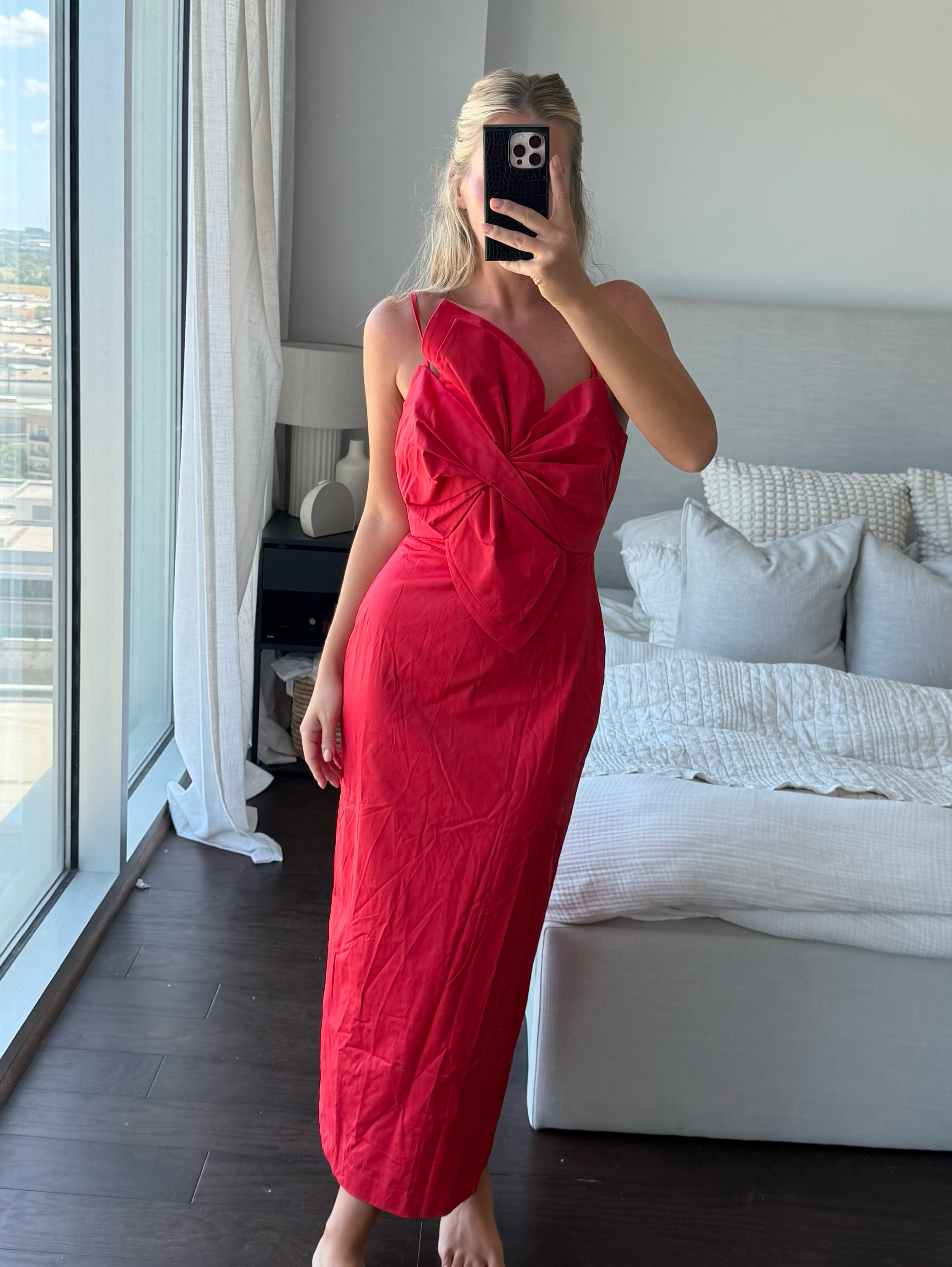Red knot midi dress