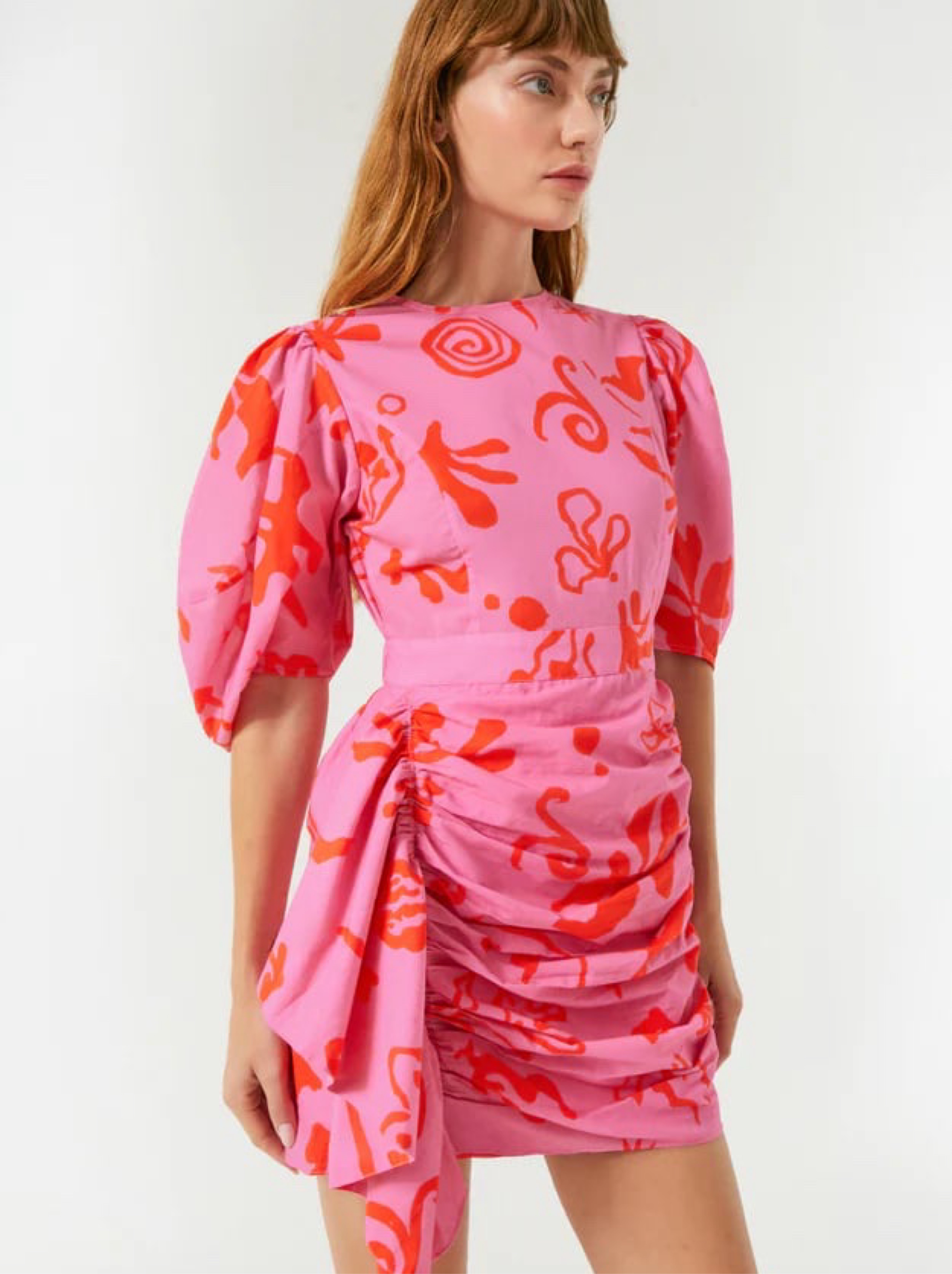 pink rhode dress RHODE PIA DRESS PINK BOTANICAL ABSTRACT by RHODE