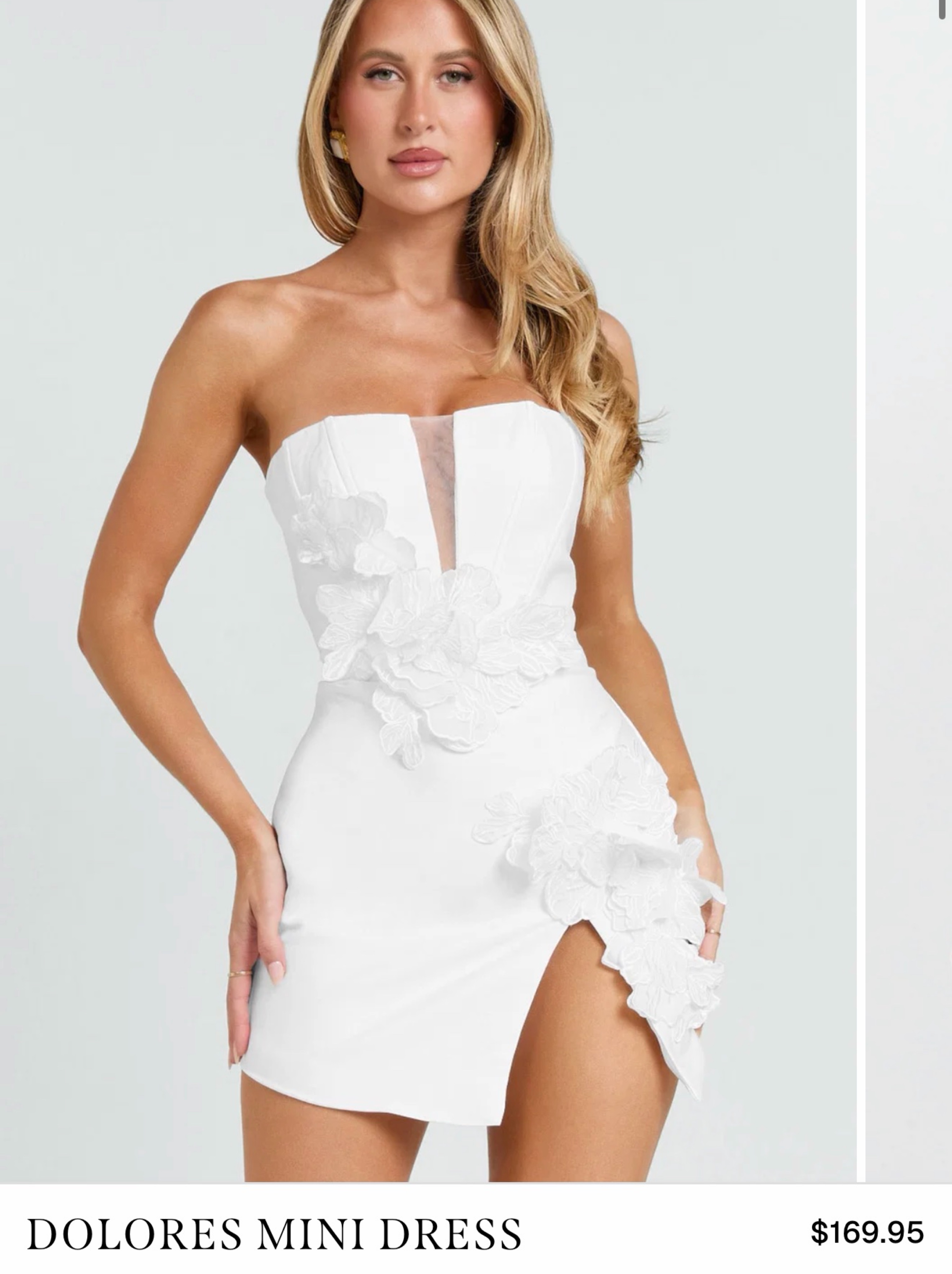 Showpo White Strapless Floral Appliqué Mini Dress