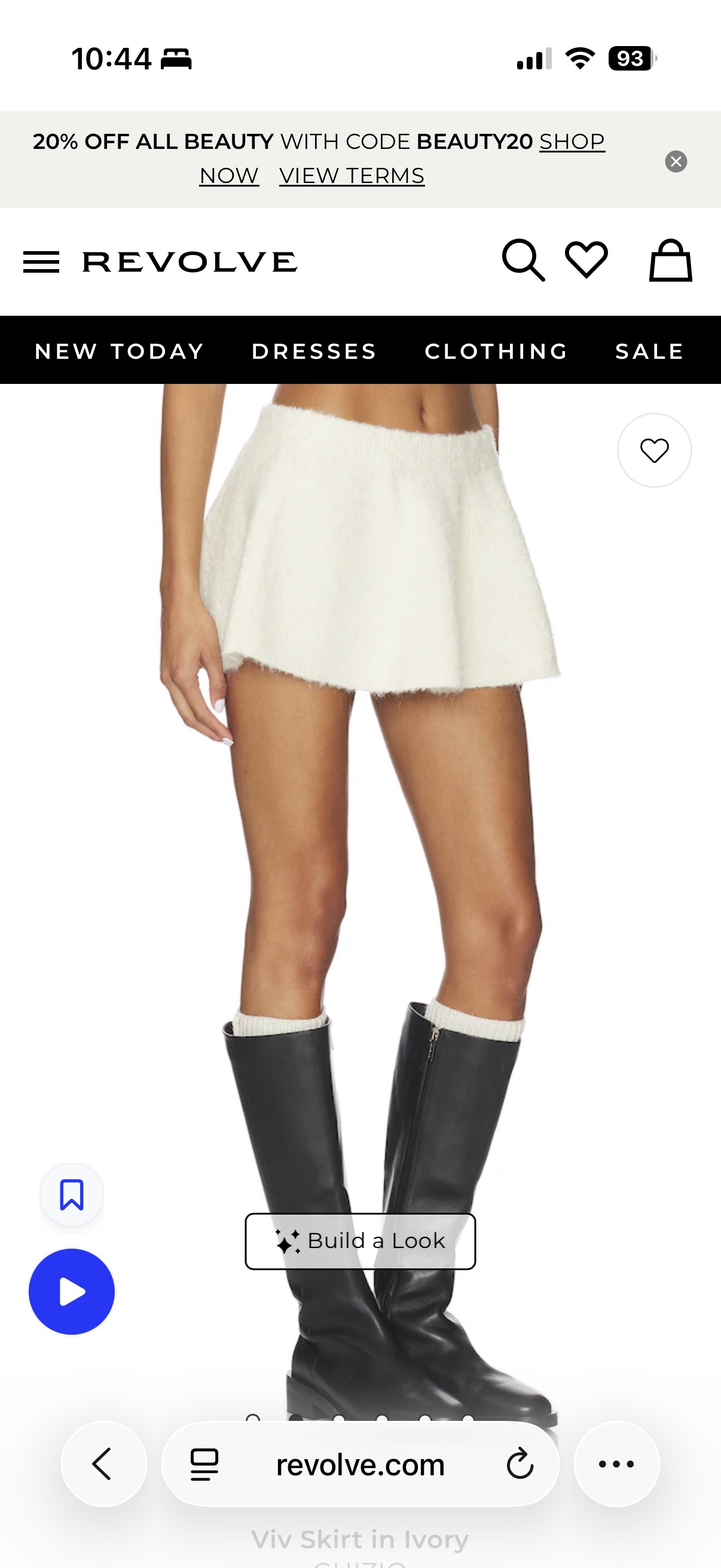 ($128) Danielle Guizio Ivory Fuzzy Wool mini skirt