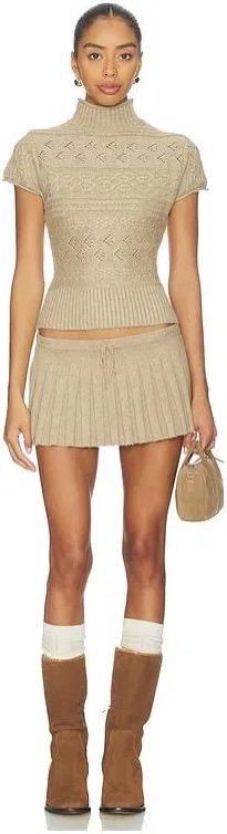 ($168) GUIZIO Cable Knit Mini Skirt