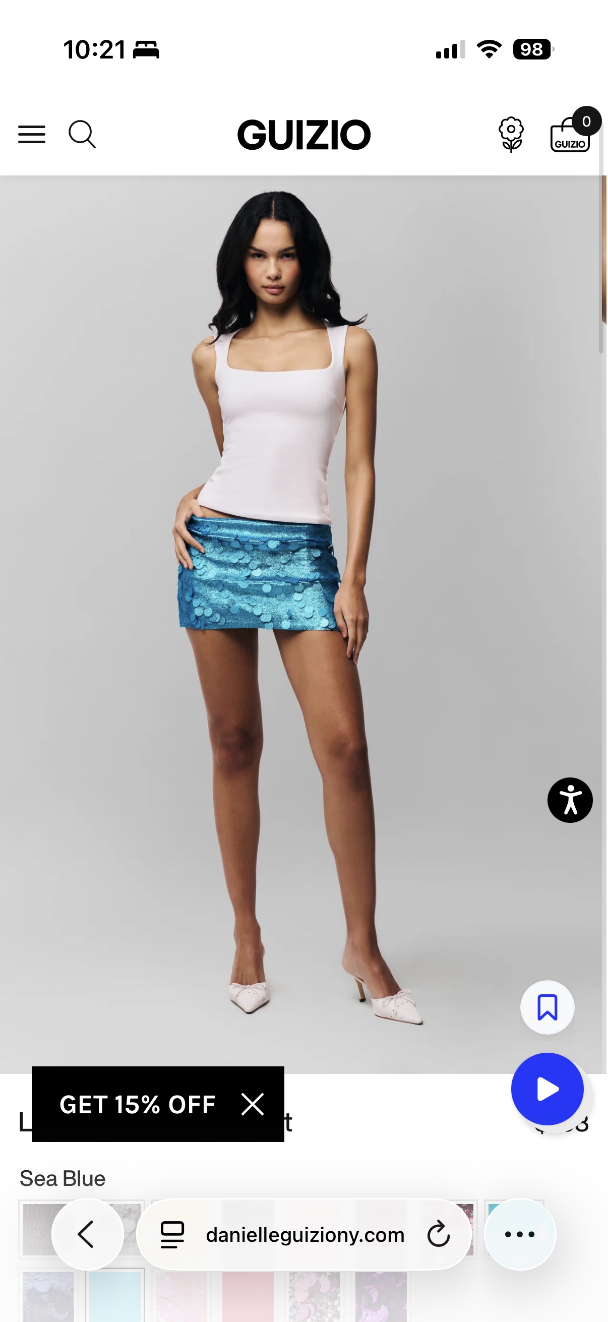 ($168) Danielle Guizio Low Rise Paillette Mini Skirt
