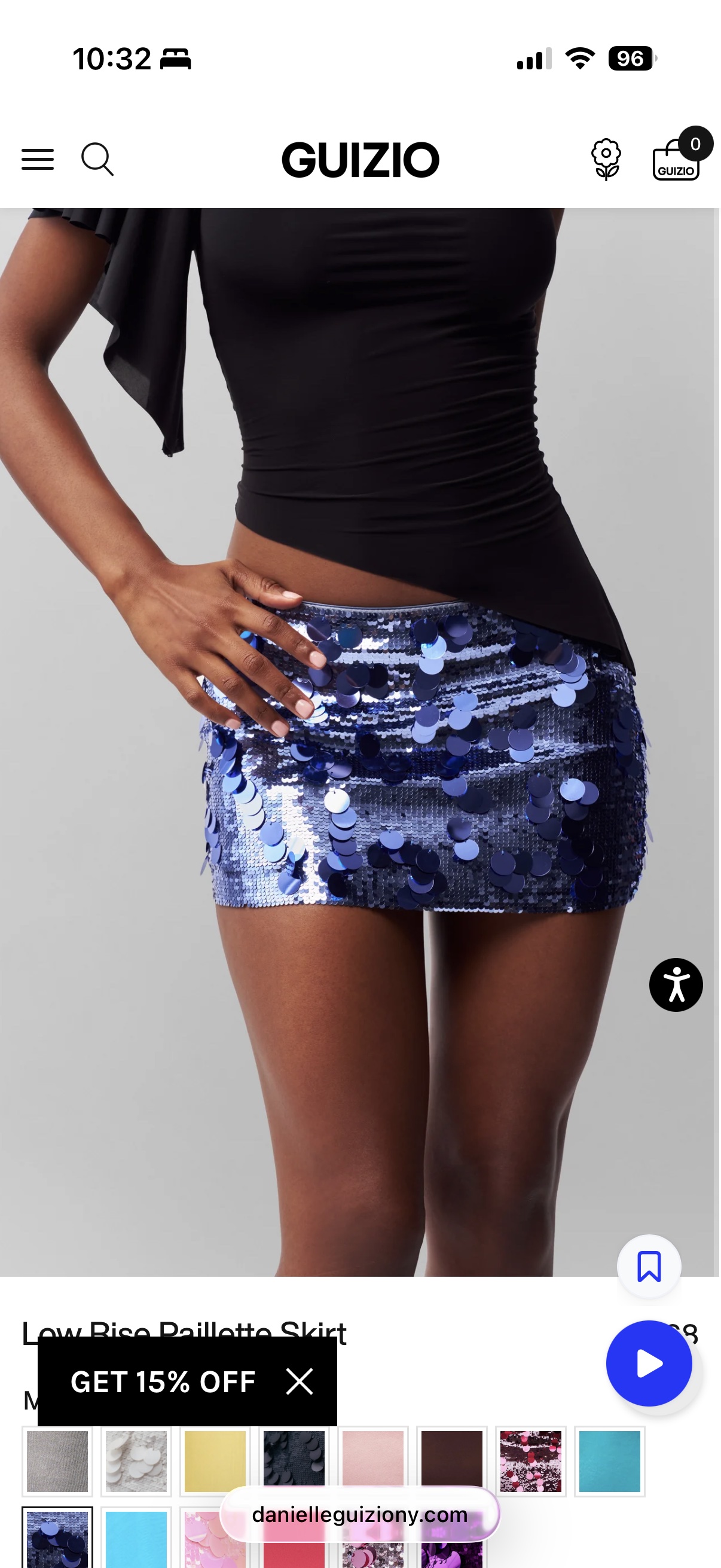 (Orig $168) Danielle Guizio Low-Rise Paillette Skirt