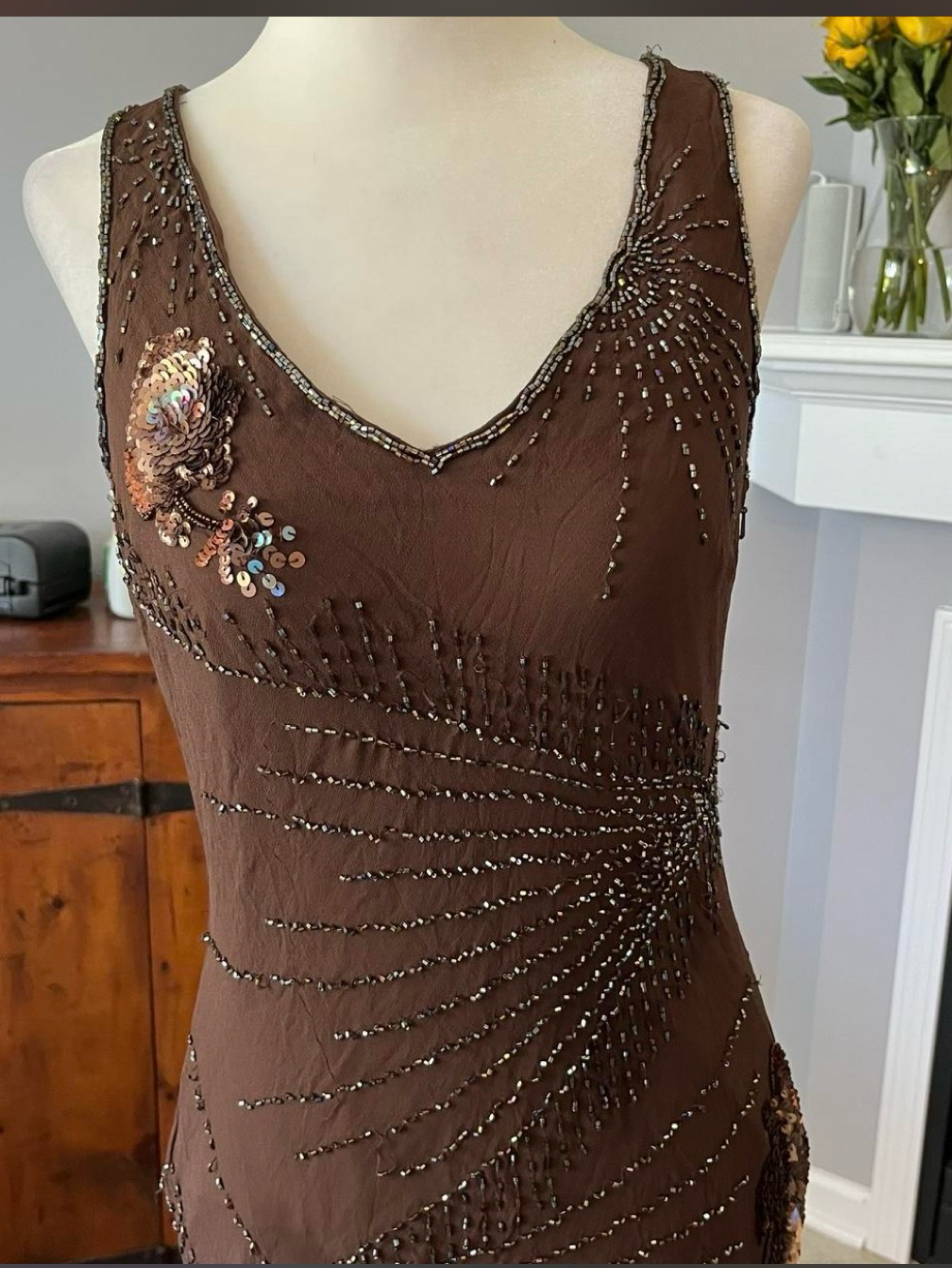 cache silk dress Small 90s Cache Red Silk Ruched Party Dress