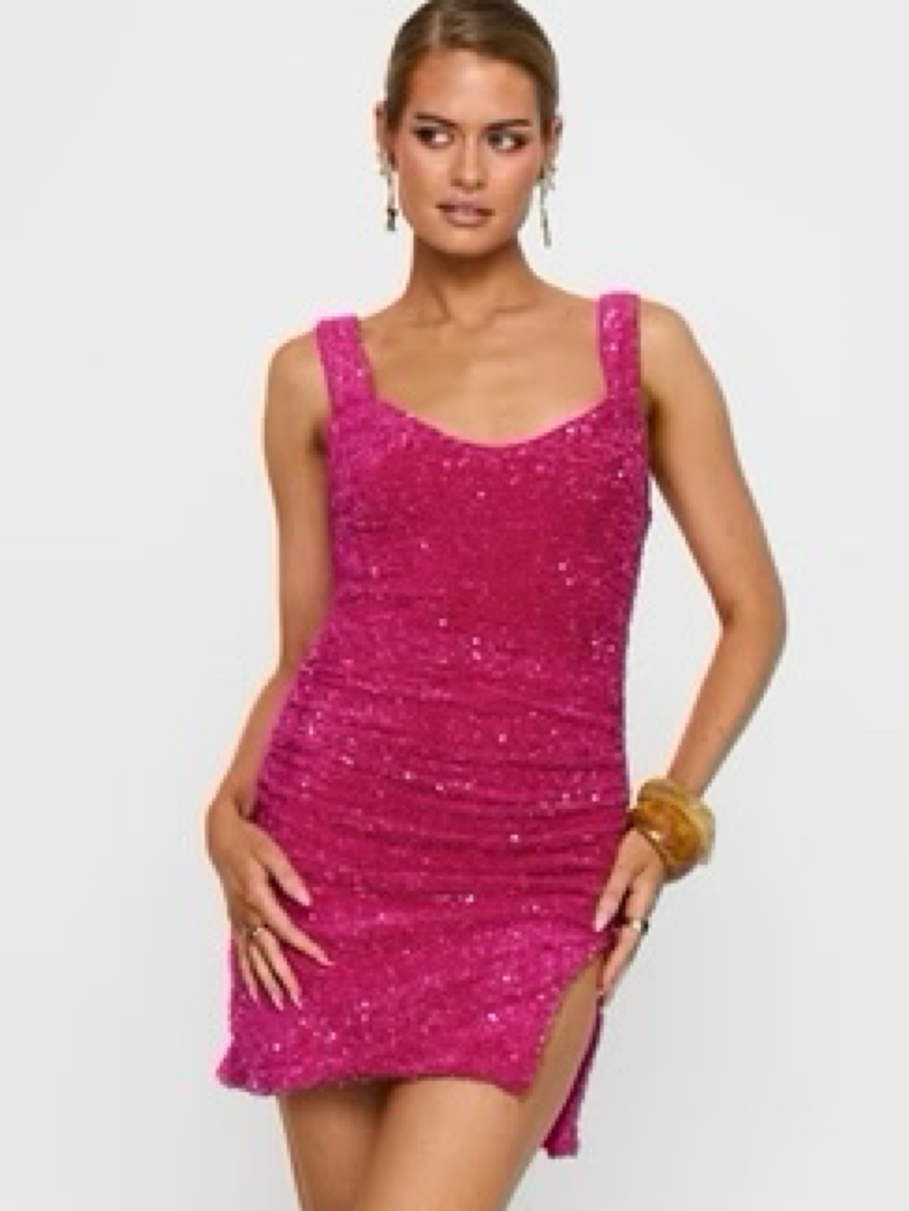 Magenta Sequin Mini Dress