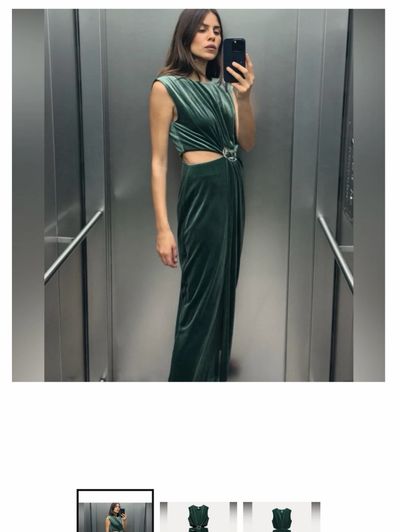 green velvet dress zara Deals Zara ZARA BNWT WOMEN VELVET HALTER DRESS GREEN 4772/277 Zara emerald green velvet midi