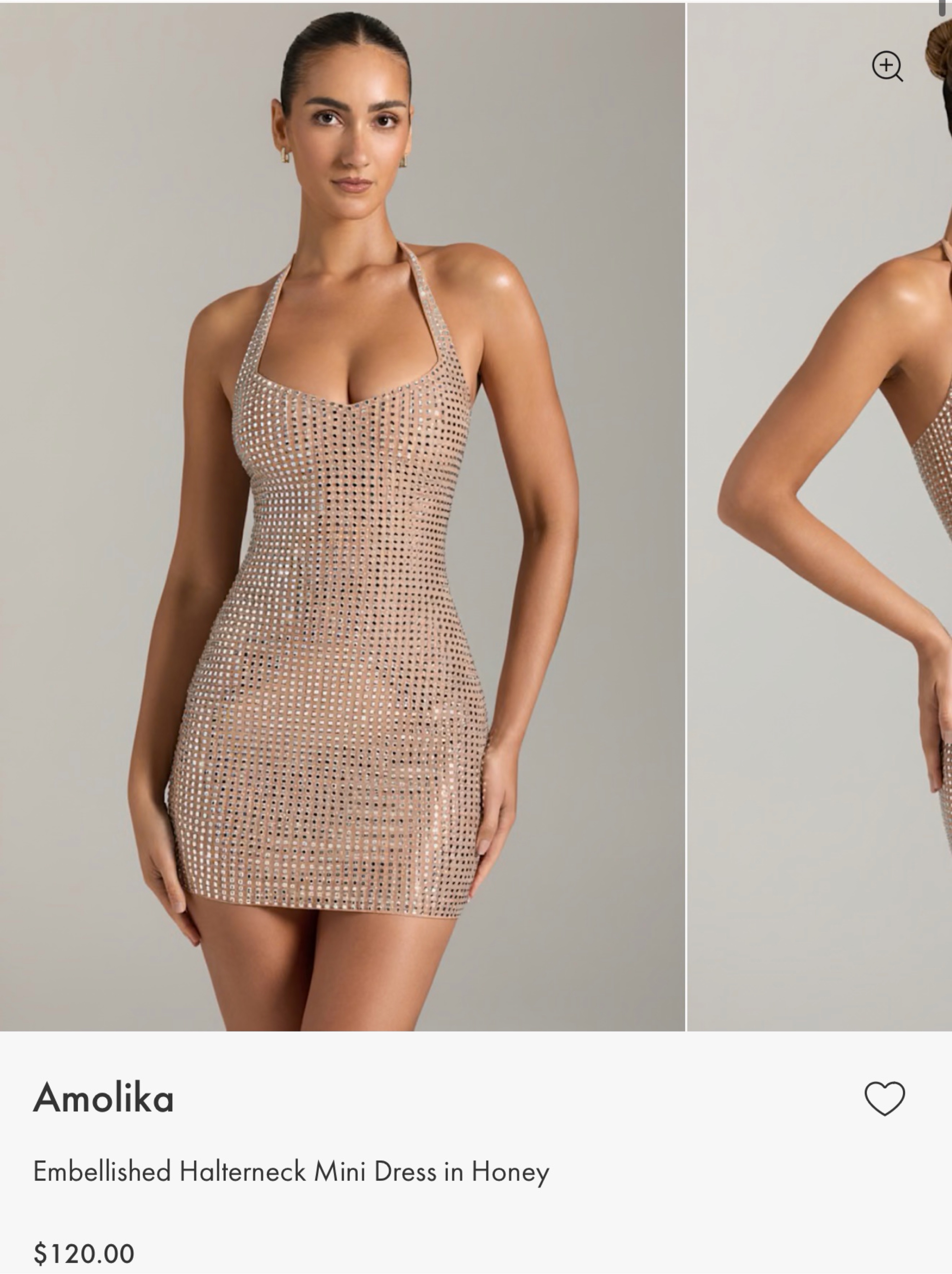 embellished halterneck mini dress in honey Oh Polly US Embellished Halterneck Mini Dress in Gold