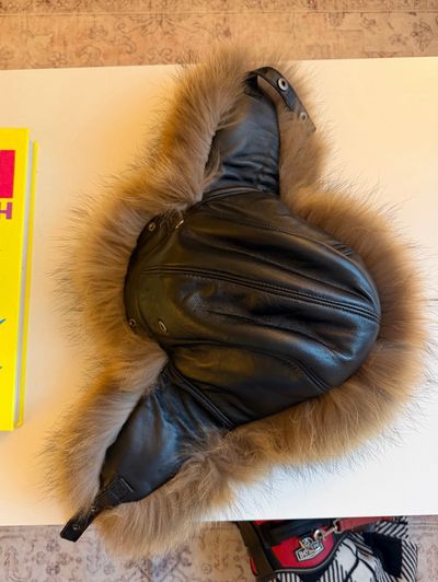 Oversized Raccoon Fur Leather aviator hat by Fur | Pickle