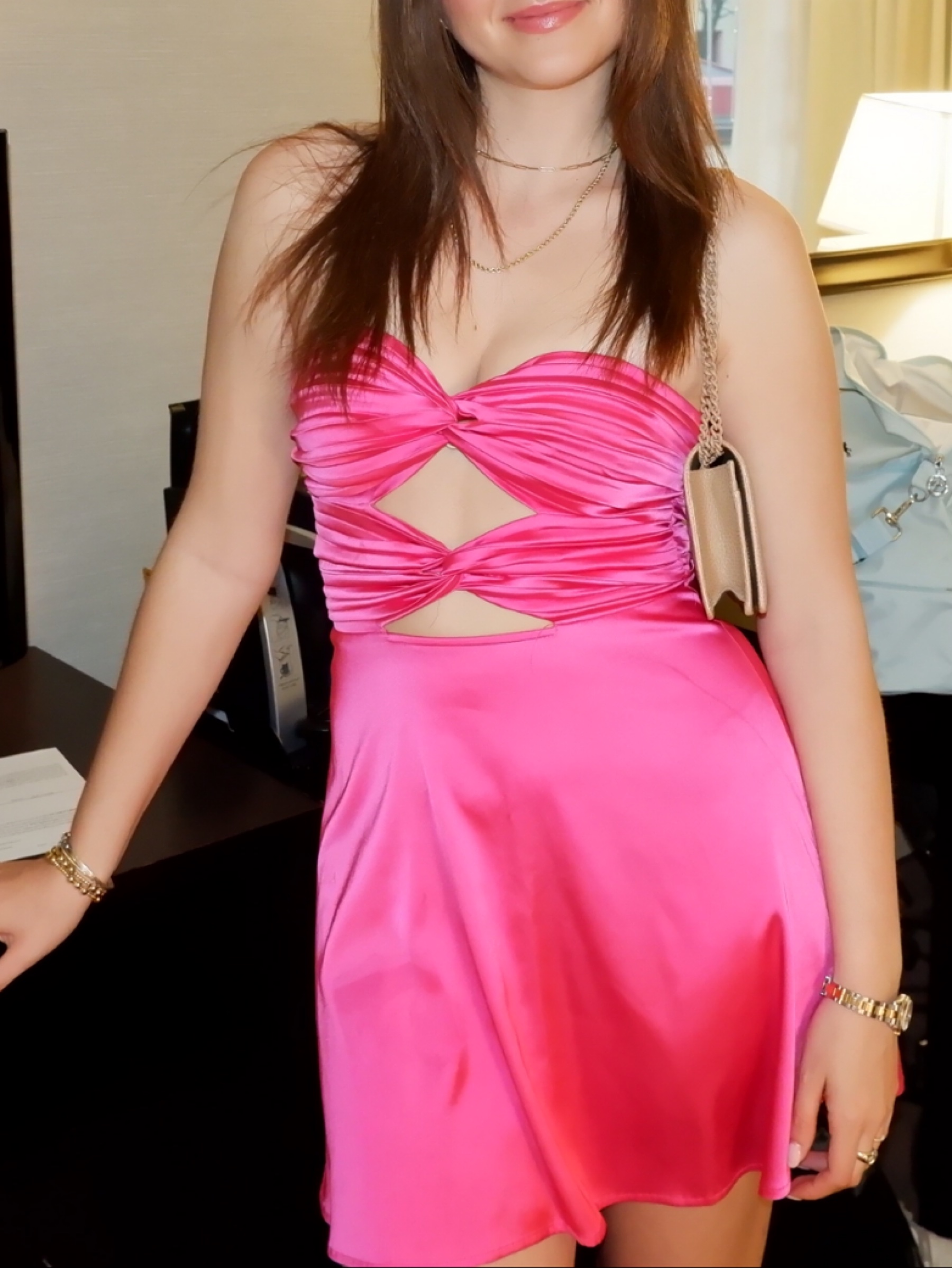 hot pink cut out mini dress Ruched Cutout by RUNAWAY the Label plp-14716