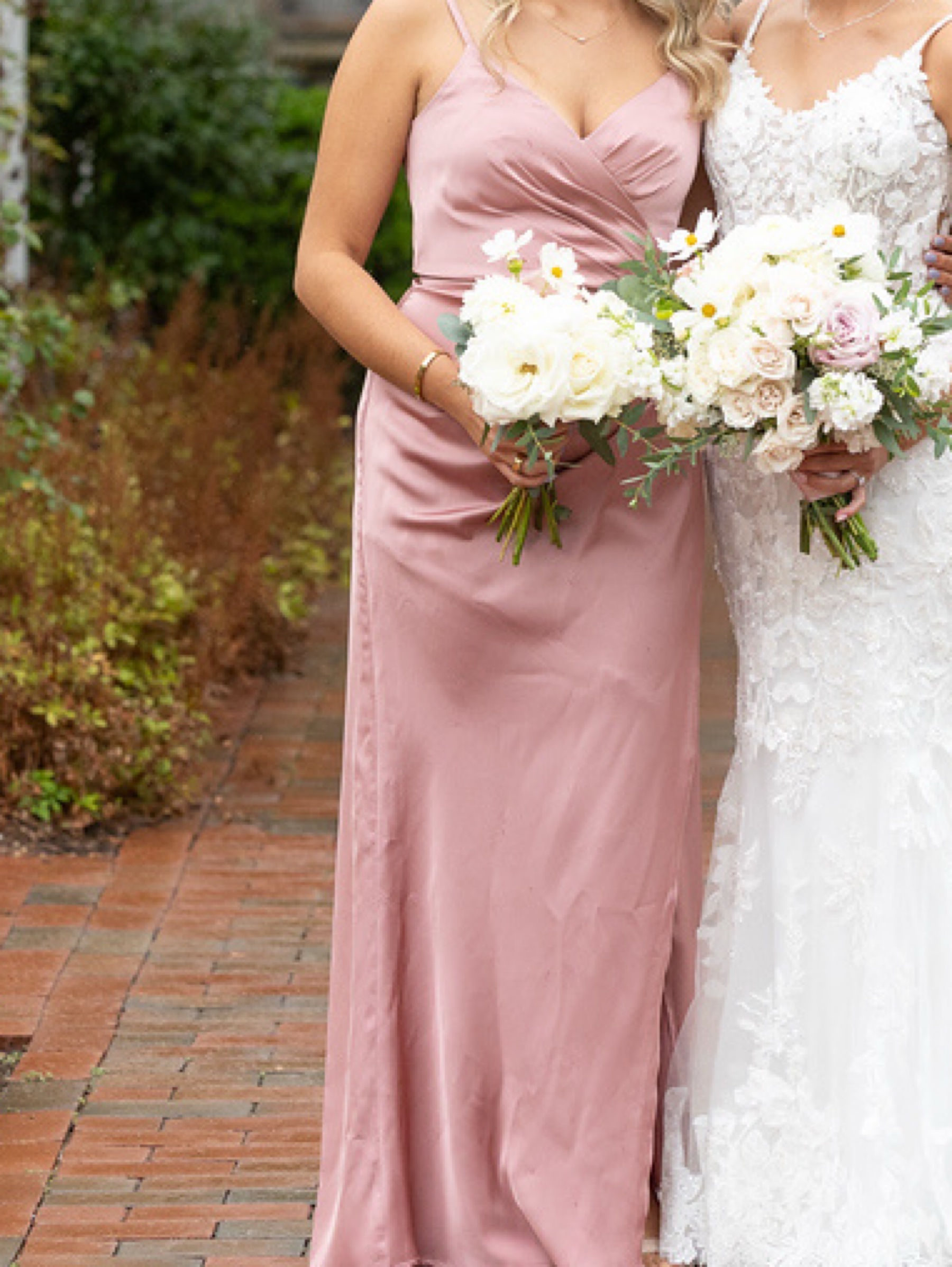 mauve pink bridesmaid dresses Azazie Wrap Satin Dress by Azazie Size:XXL-1XL Web Collection: Transitional to AW28 Beige Square Neck Backless Dusty pink satin bridesmaid 118 lbs
