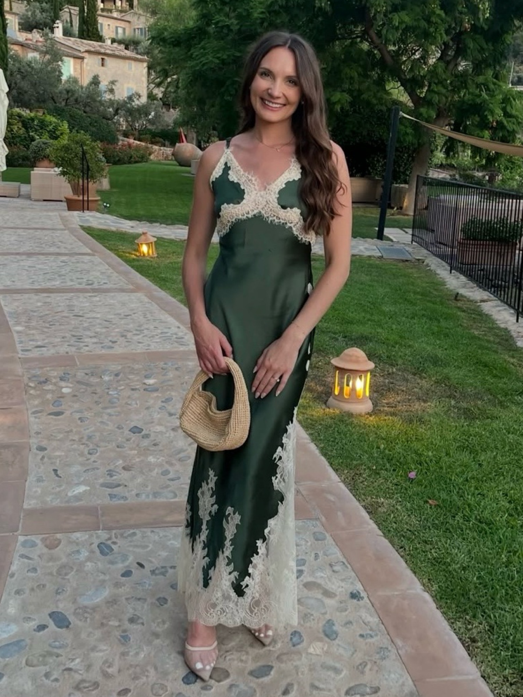 alice and olivia olive green dress 🫒 + Julietta Lace Trim Slip - Size 0 by Alice & Olivia designer satin gown