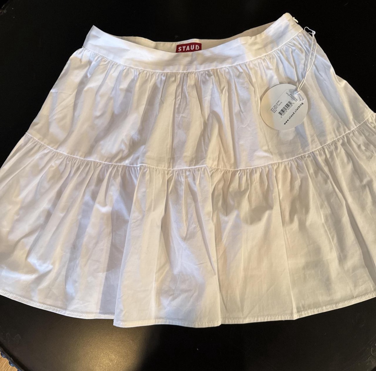 New STAUD White Cotton Mini Sea Skirt