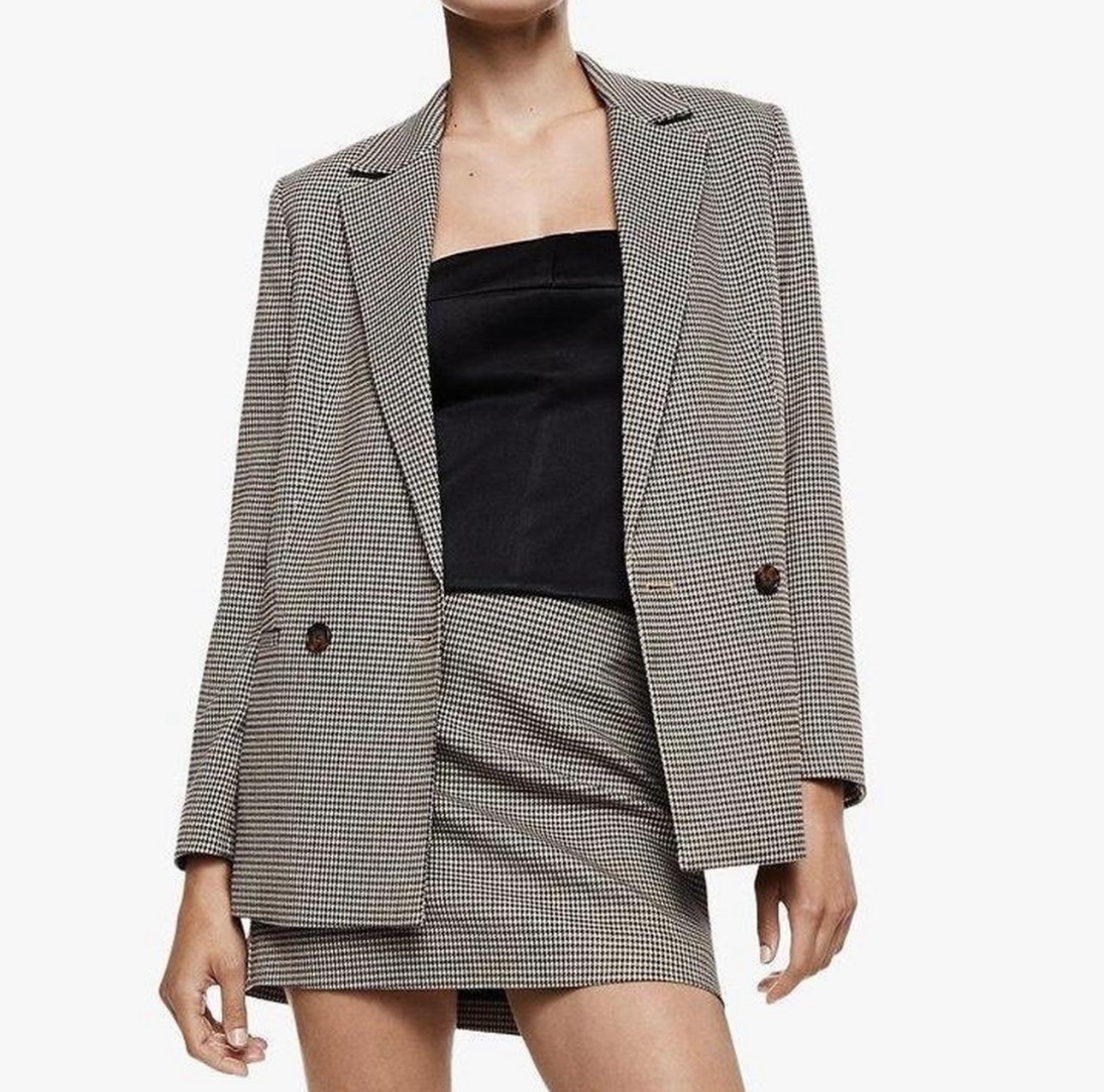 Mango Double-Breasted houndstooth Blazer
