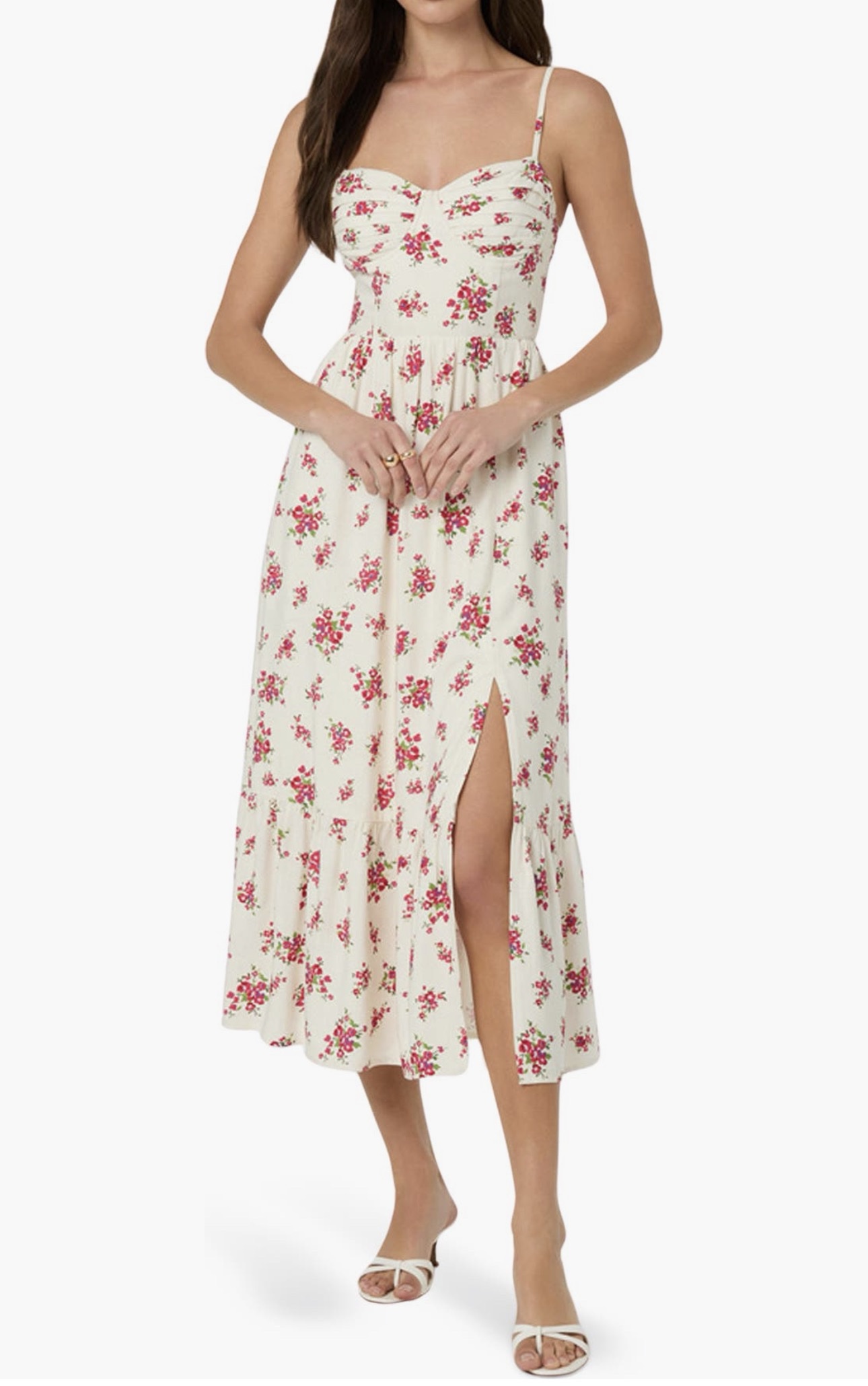 ASTR the Label Cream Floral Print Midi Dress