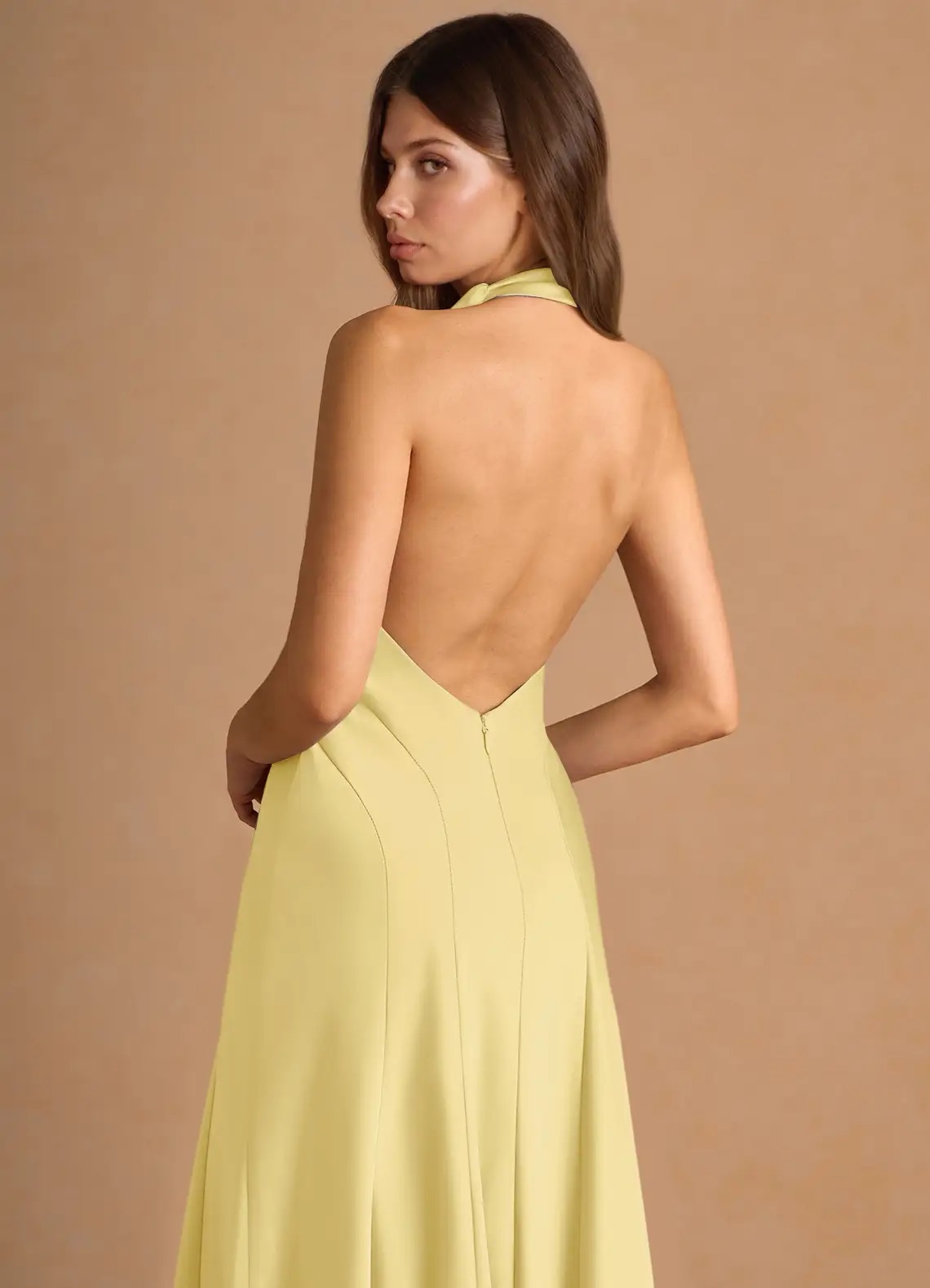 Azazie Lemon Sorbet Maxi Halter Dress by Azazie - Pickle Azazie Lemon Sorbet Maxi Halter Dress by Azazie - Pickle