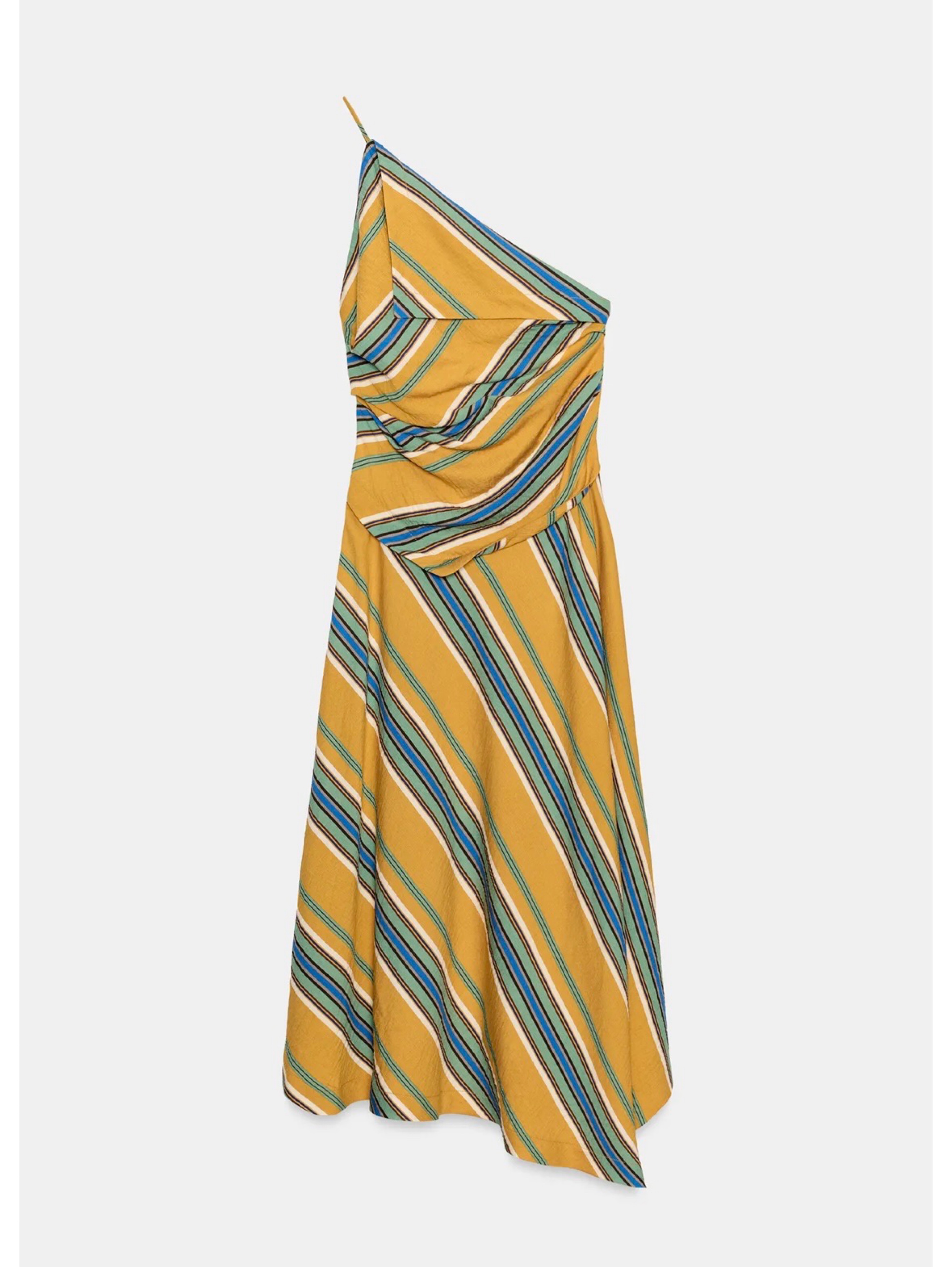 asymmetric midi dress zara ZARA NEW FW23 METAL PIECE ASYMMETRIC MIDI DRESS GREEN/BLUE | 9878/254 ALL SIZES